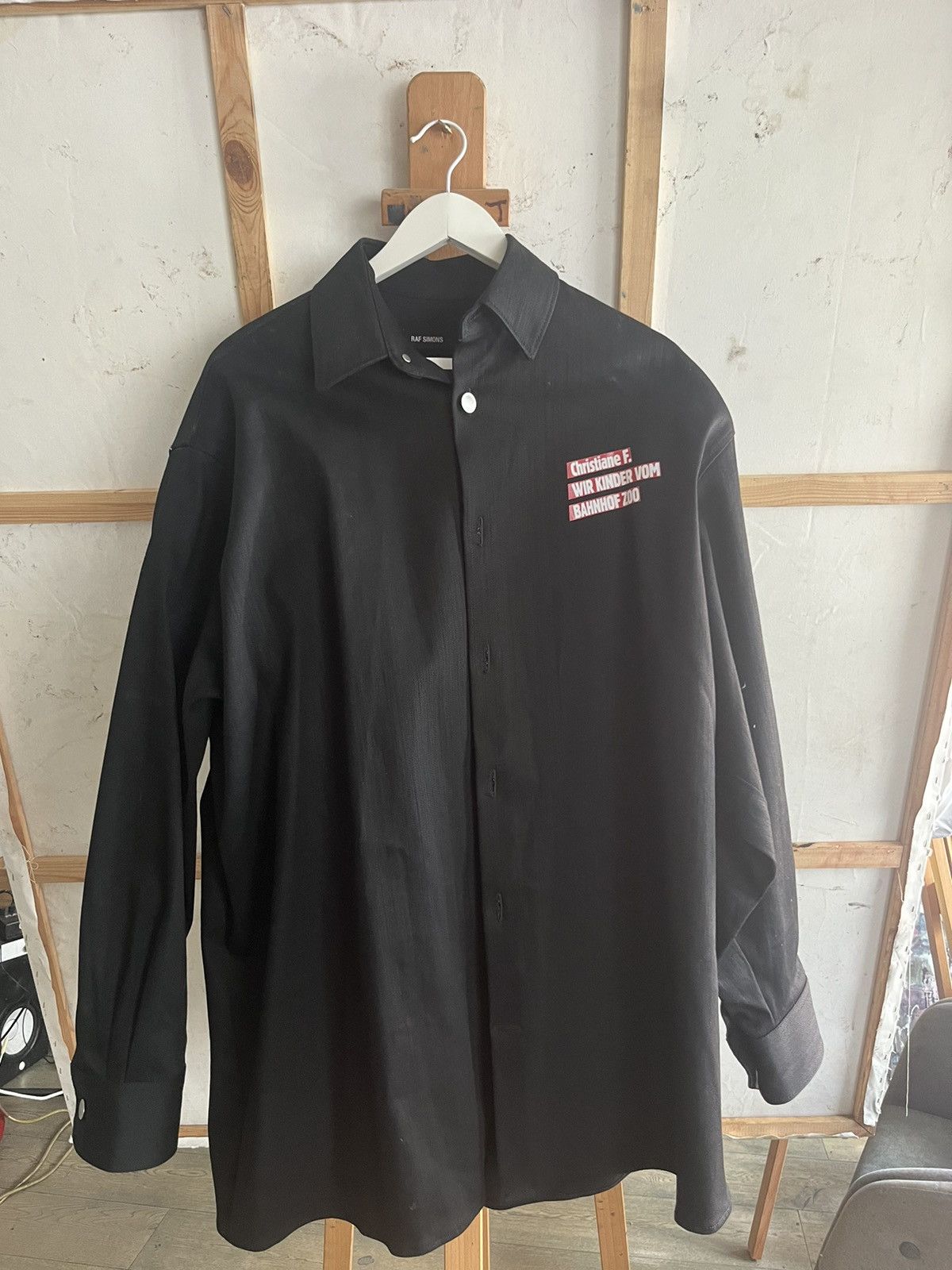image of Raf Simons Christiane F. Denim Jacket Black, Men's (Size Medium)
