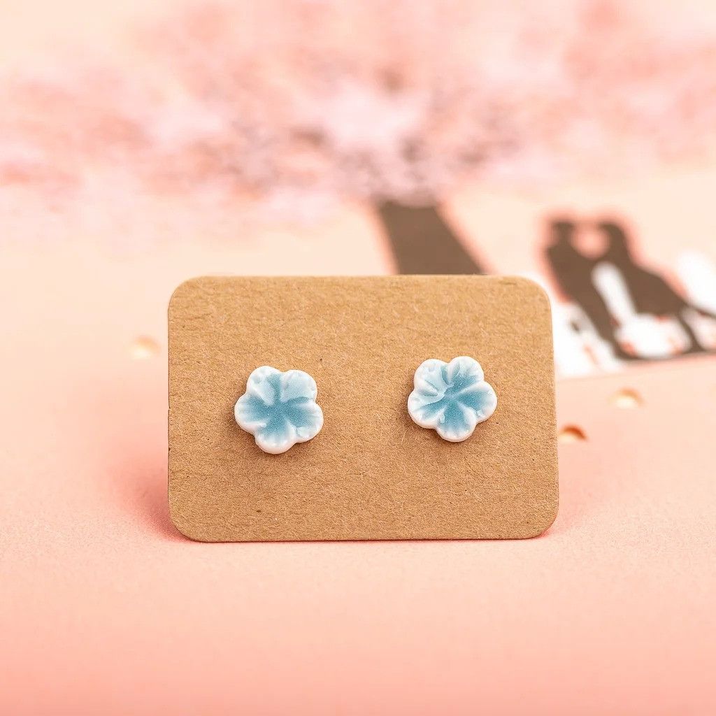 Jewelry Small Flower Stud Earrings Ceramic Ear Gift For Her Size ONE SIZE - 1 Preview