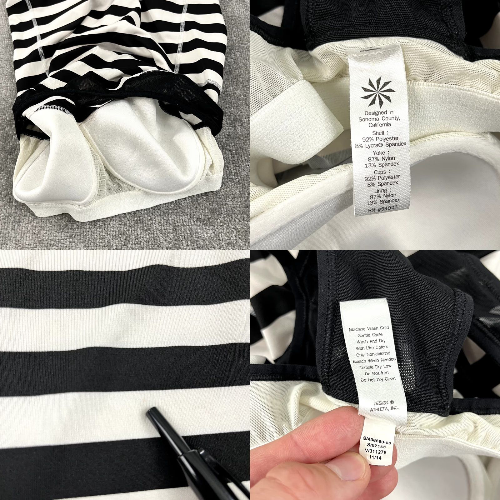 Athleta ATHLETA Shirt Womens Small Chase Tank Top Padded Bra Black White Stripe Tank Sleeveless Multicolor Stripe Casual Gym & Training Running Yoga Womens/S Size S / US 4 / IT 40 - 8 Thumbnail