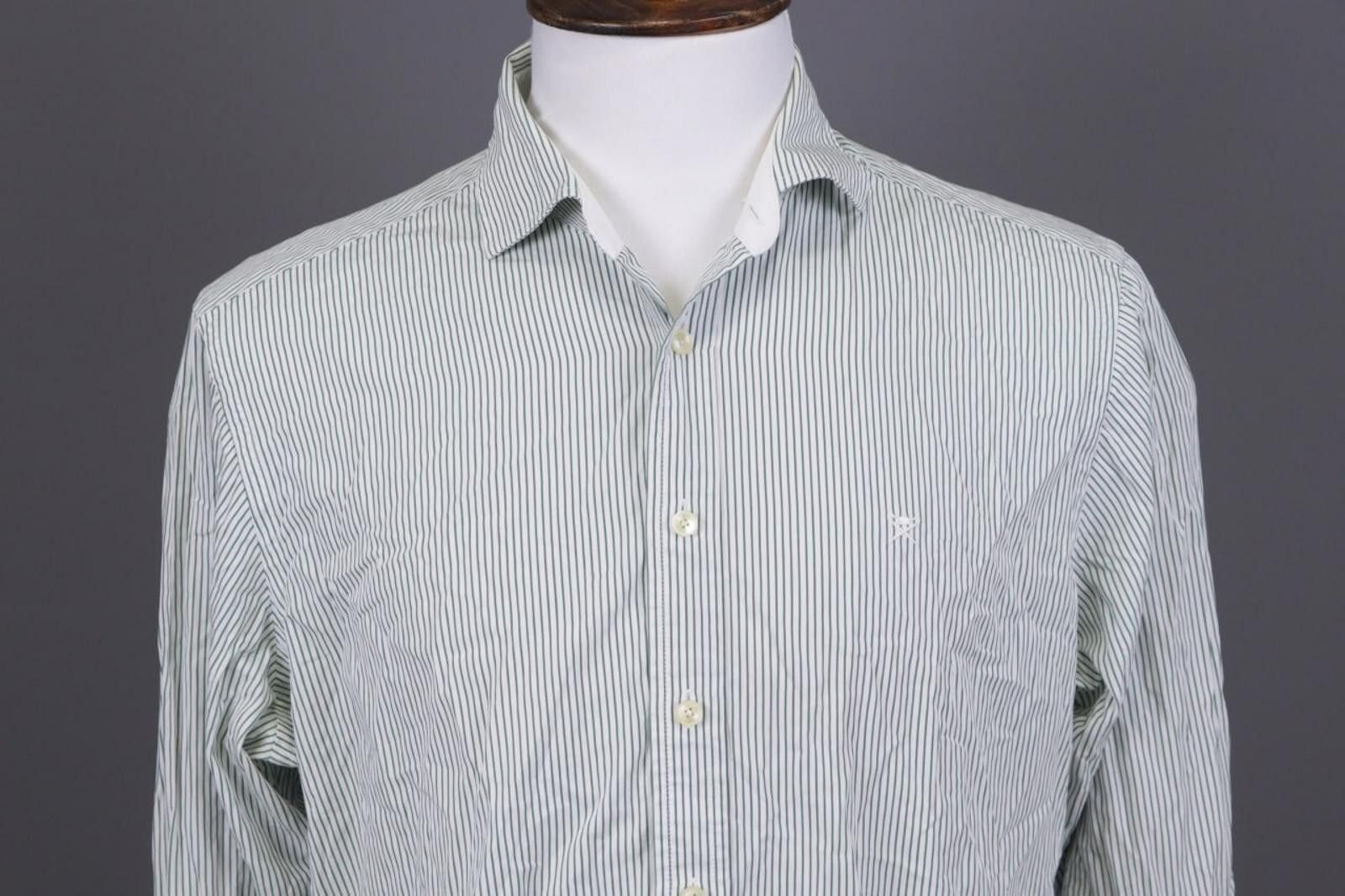 Designer Hackett London Classi Fit White Striped Down Shirt Size XL Size US XL / EU 56 / 4 - 2 Thumbnail