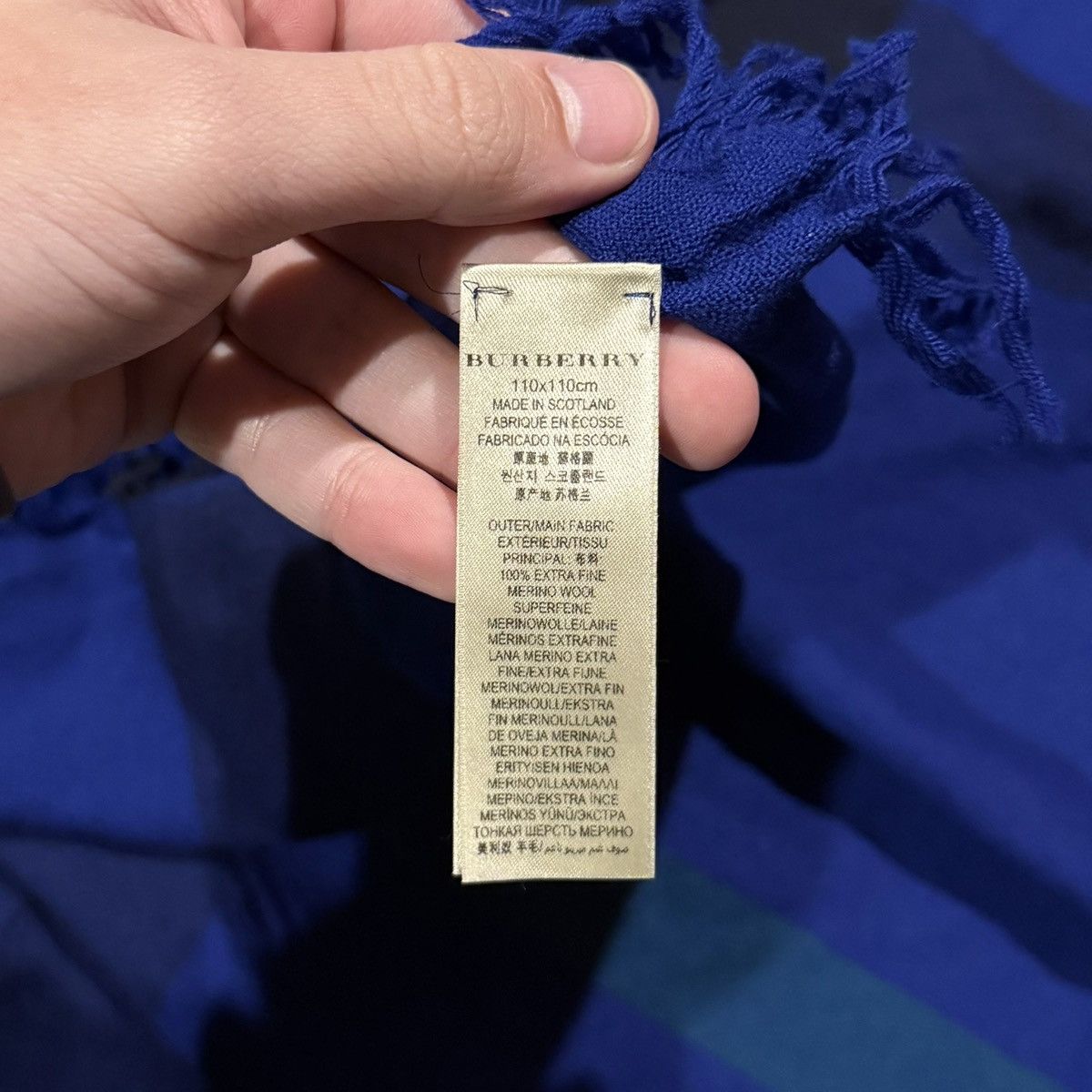 Burberry Burberry Merino Wool Nova Check Shawl Scarf Regency Blue Size ONE SIZE - 6 Thumbnail