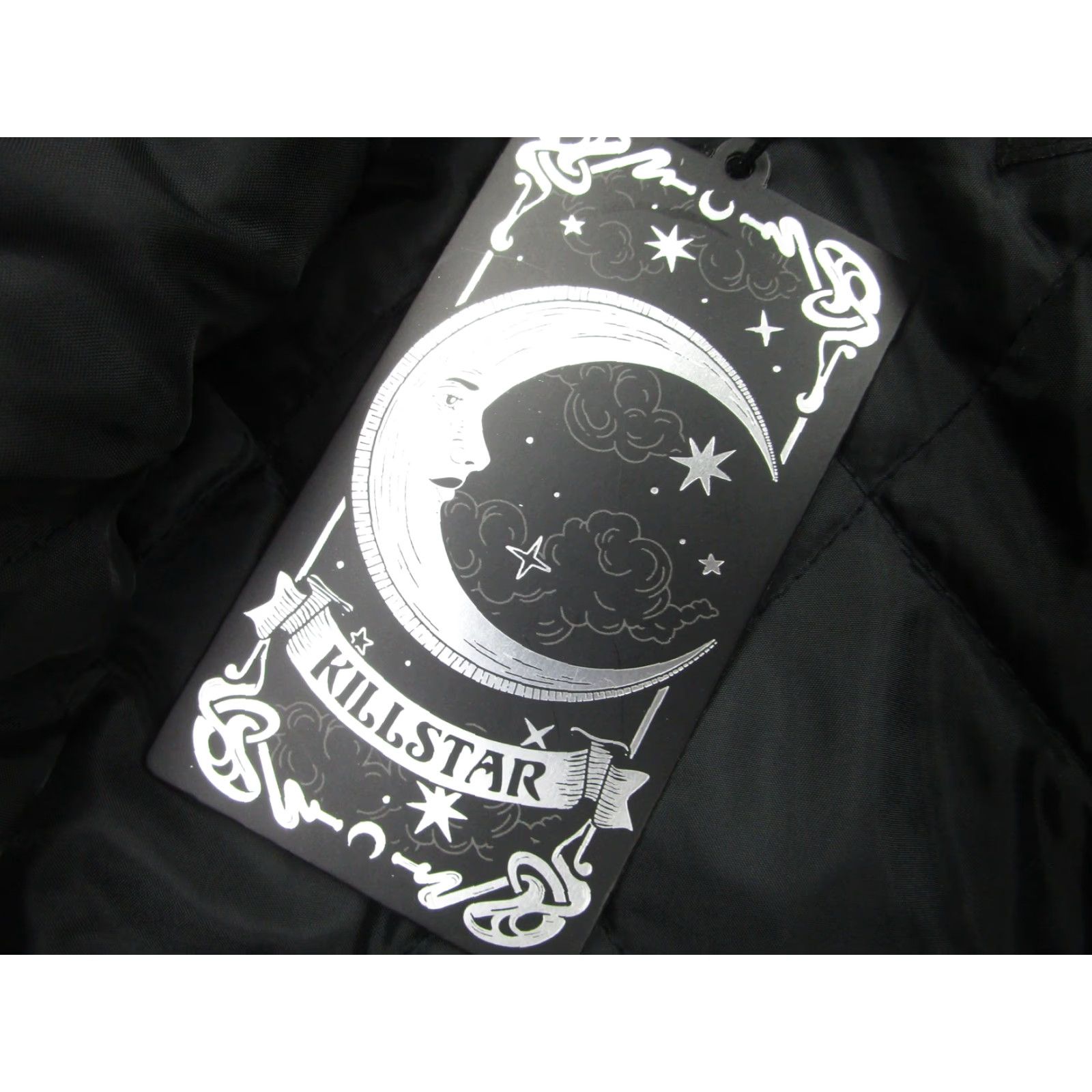 Killstar KILLSTAR Fearless Varsity Jacket Womens Medium Black Quilted Skull Gothic Bomber Size M / US 6-8 / IT 42-44 - 7 Thumbnail