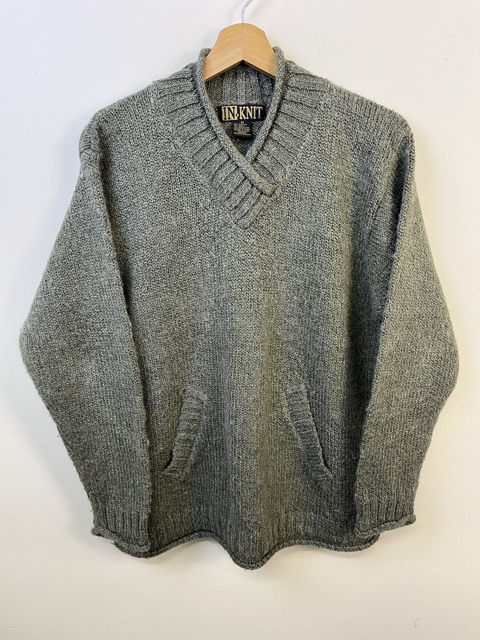 Other Vintage Knit Sweater V Neck Acrylic Pocket Knit Sweater Size M Size US M / EU 48-50 / 2 - 1 Thumbnail