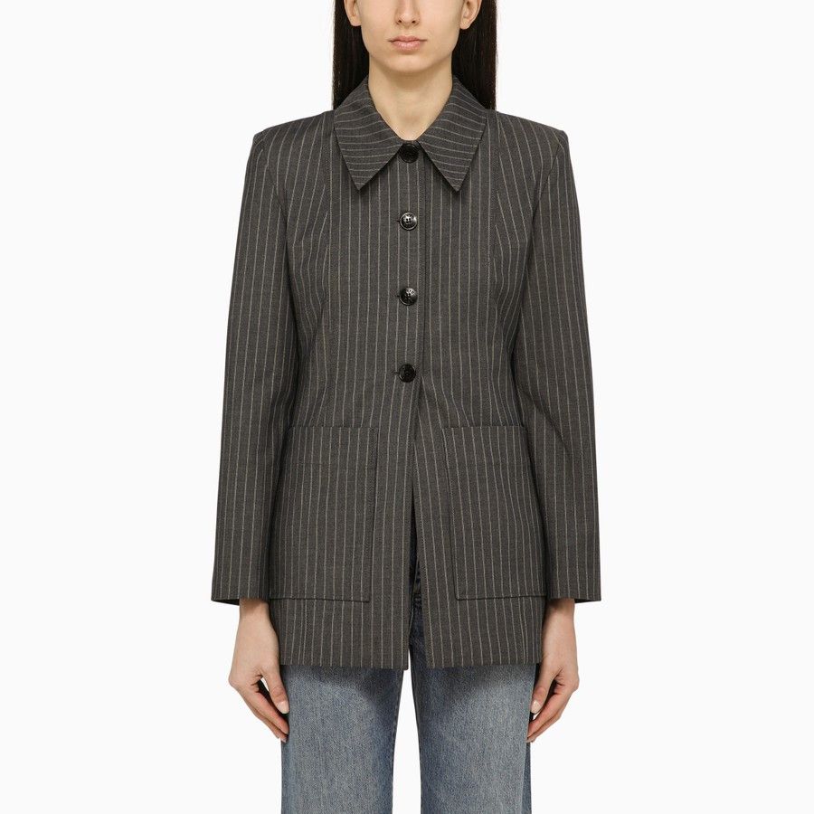 image of Ganni O1D2Blof0124 Jacket In Grey, Women's (Size Small)