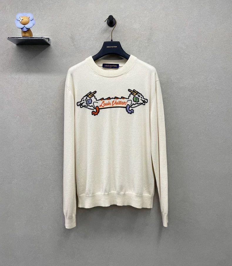Louis Vuitton Louis Vuitton Nigo2 Co-branded Beige Double Dragon Knit Sw Size US M / EU 48-50 / 2 - 1 Thumbnail