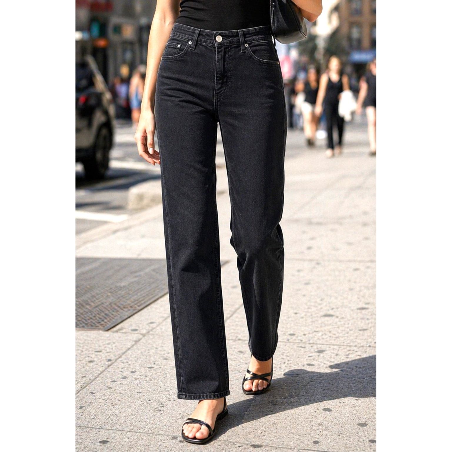 Other Joes Jeans Straight Leg Logo Back Pocket Black 31 Size 31" - 1 Thumbnail