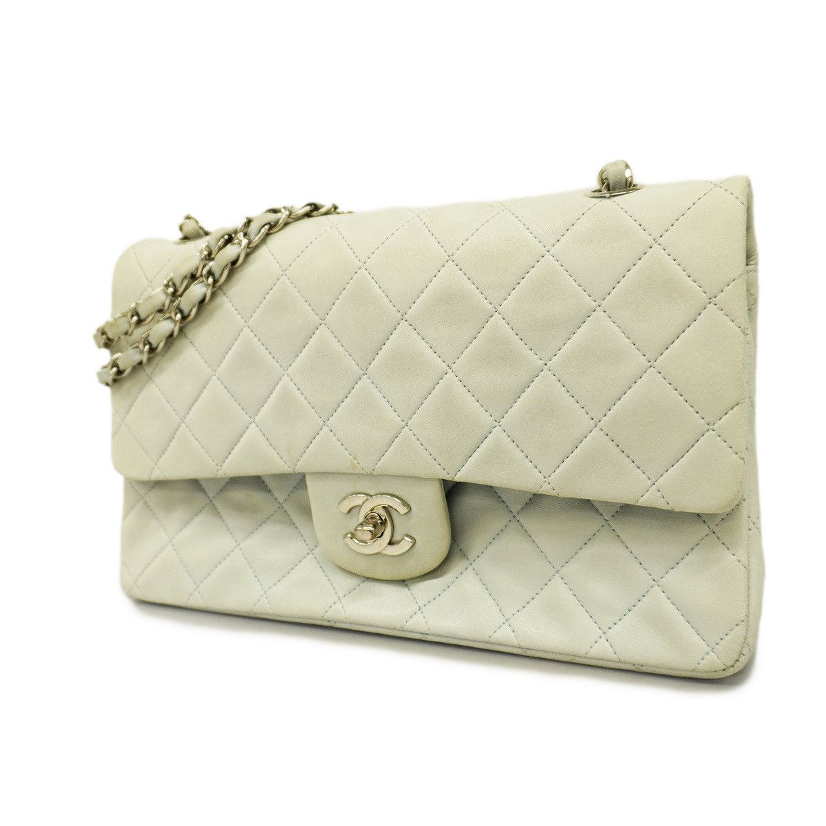 Chanel Matelasse W Flap W Chain Lambskin Light Blue