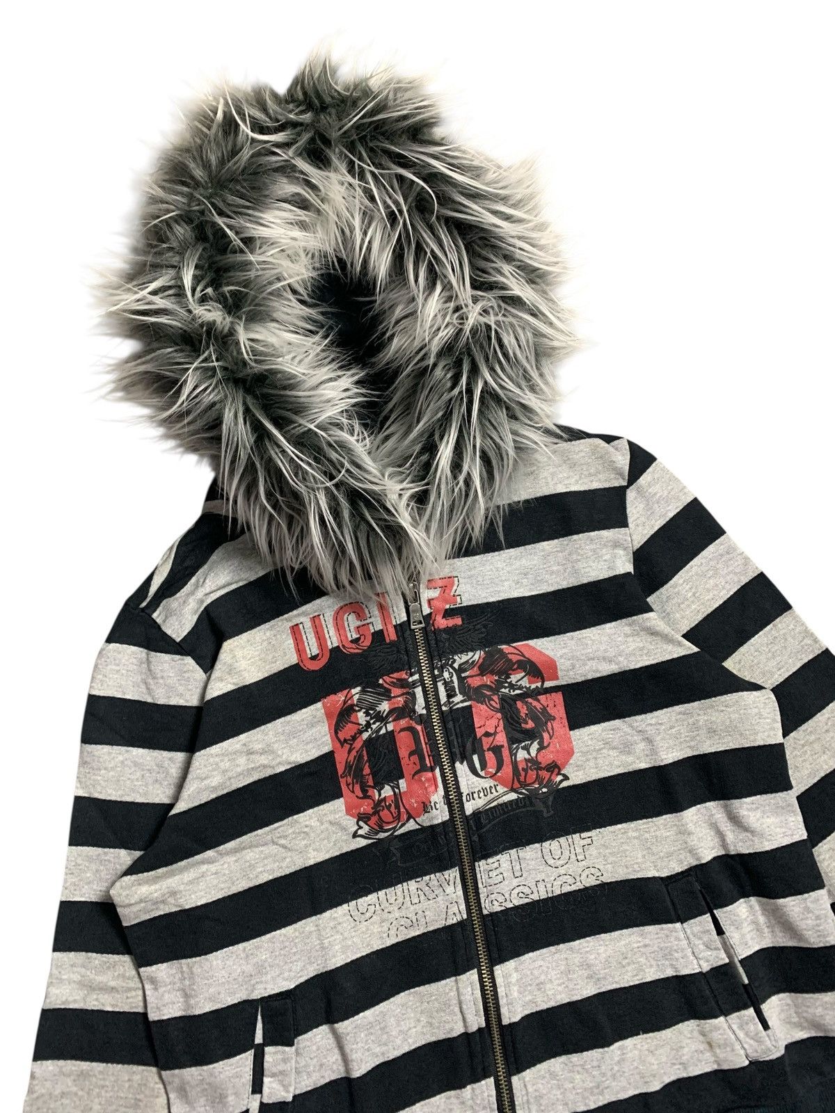 20471120 STRIPE UGIZ POEM FUR ZIP HOODIE IFSIX LGB HYSTERIC STYLE Size US M / EU 48-50 / 2 - 2 Thumbnail