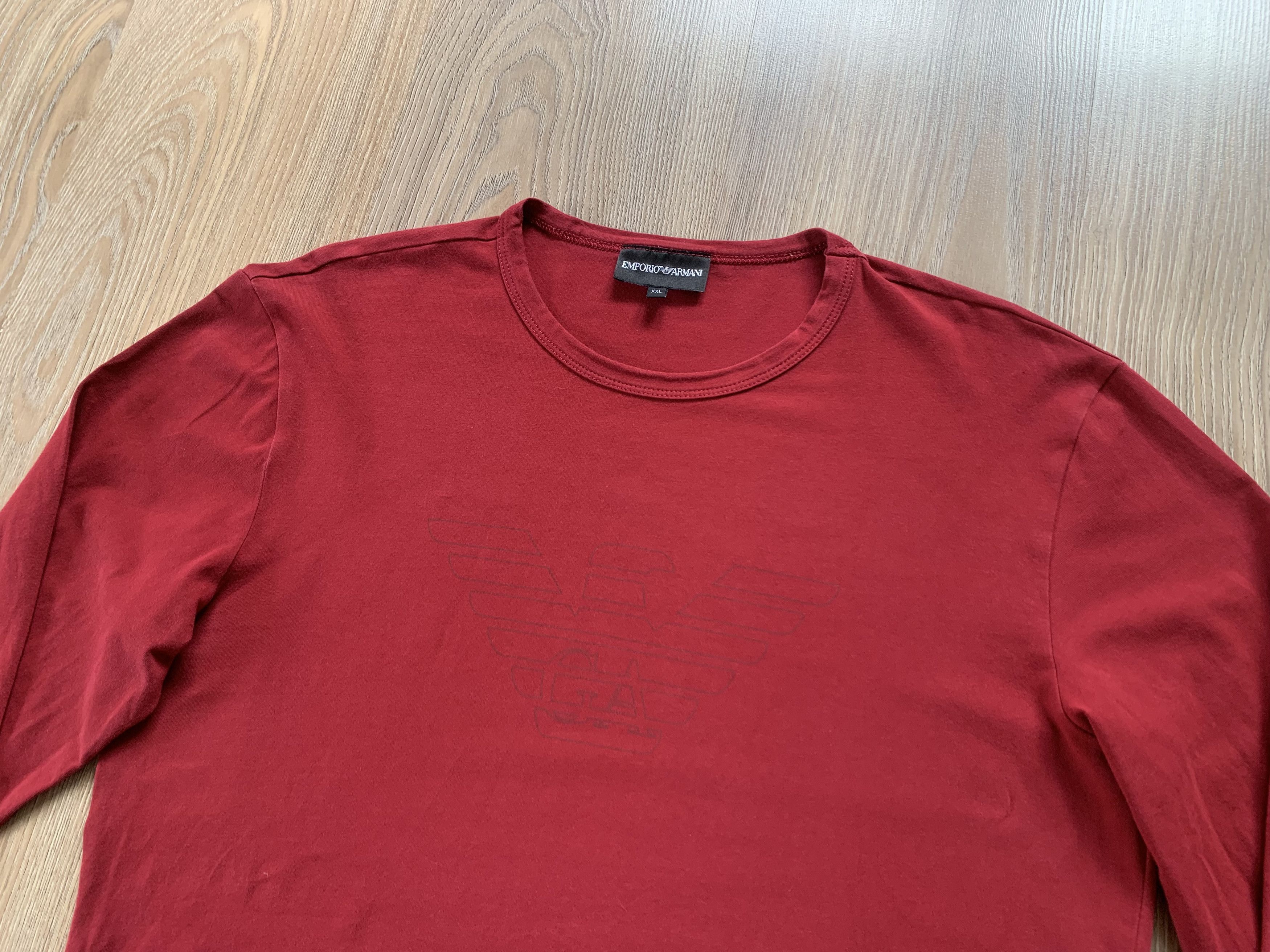 Emporio Armani Vintage Emporio Armani Red Long Sleeve T-Shirt Size US L / EU 52-54 / 3 - 4 Thumbnail