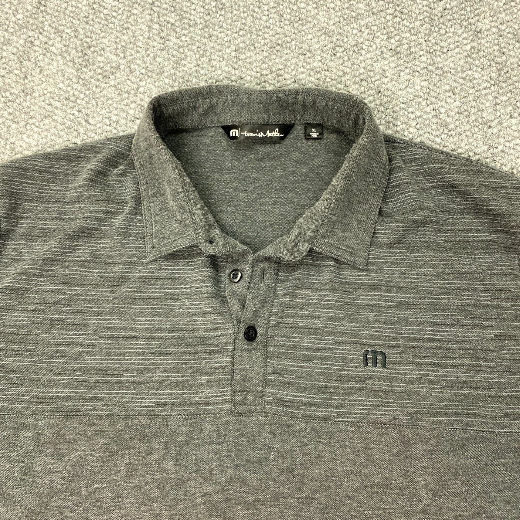 TravisMathew Travis Mathew Polo Shirt Mens XL Gray Striped Embroidered Golf Casual Size US XL / EU 56 / 4 - 2 Thumbnail