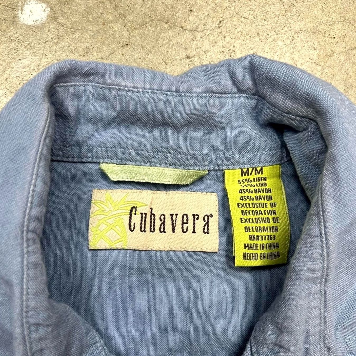 Cubavera Cubavera Button Up Linen Shirt - M - Blue - Regular - Stitching Size US M / EU 48-50 / 2 - 2 Thumbnail