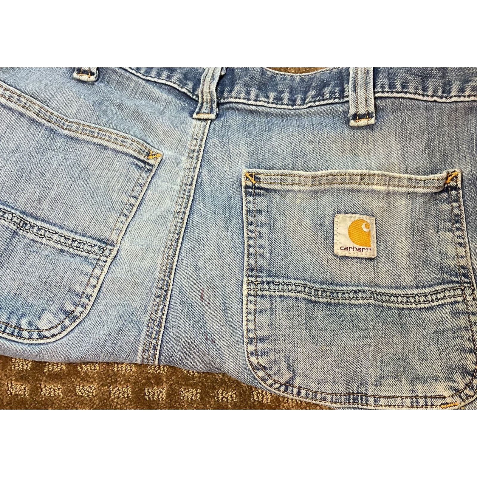 Carhartt 👖 Carhartt Men's Distressed Blue Denim Work Jeans 32x32 Size US 32 / EU 48 - 4 Thumbnail