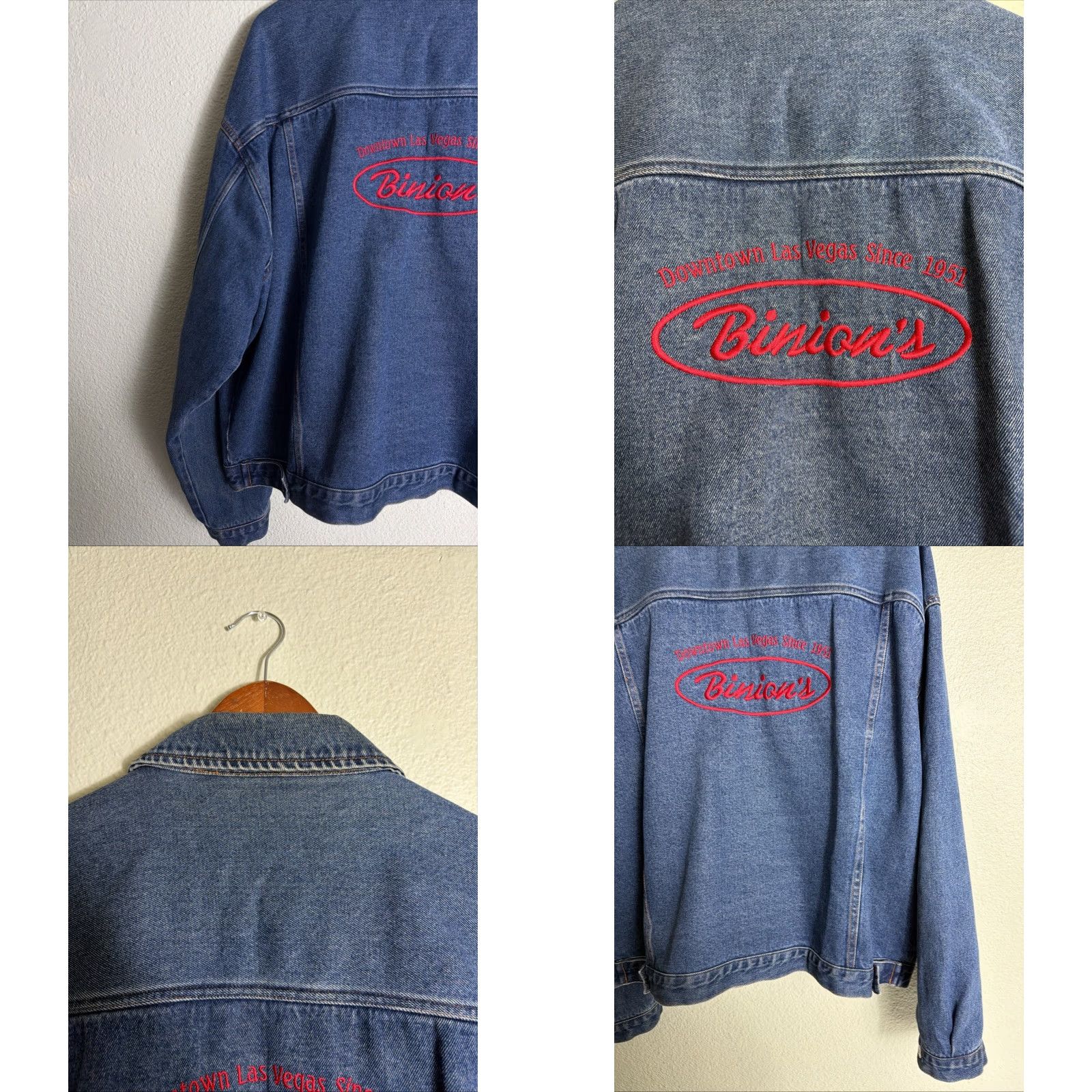 Denime VINTAGE Binion’s Las Vegas Denim Jacket Mens 2XL Bomber Blue Denim Gambling Hall Hotel Size US XXL / EU 58 / 5 - 10 Thumbnail