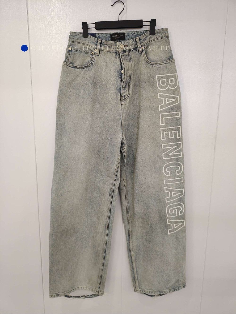 Balenciaga Logo Print Blue Denim Jeans Size US 30 / EU 46 - 1 Thumbnail