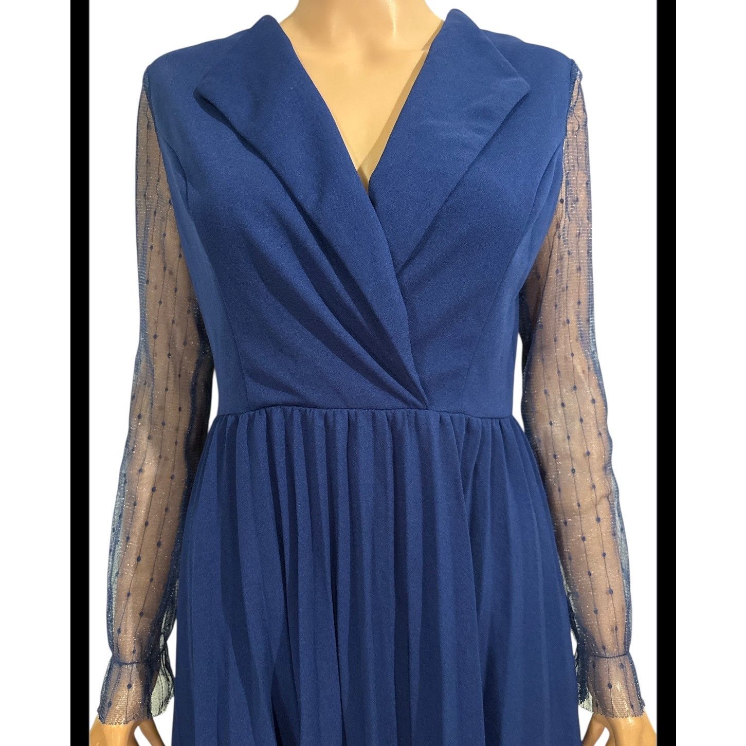 Shein Shein Royal Blue Swiss Dot Sleeves Dress Size Small Size S / US 4 / IT 40 - 3 Thumbnail