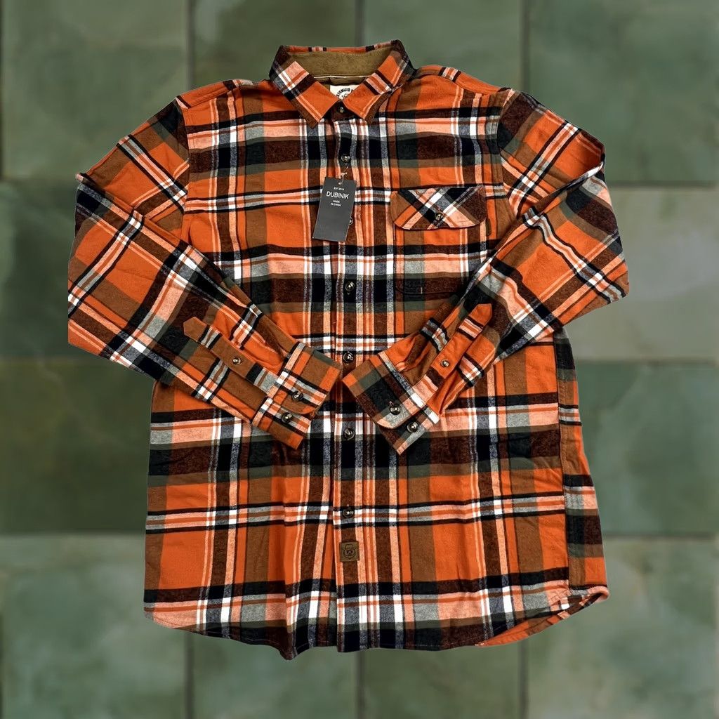 Vintage DUBINIK Shirt Mens M Orange Plaid Flannel Button Front Long Sleeve Casual Size US M / EU 48-50 / 2 - 1 Thumbnail