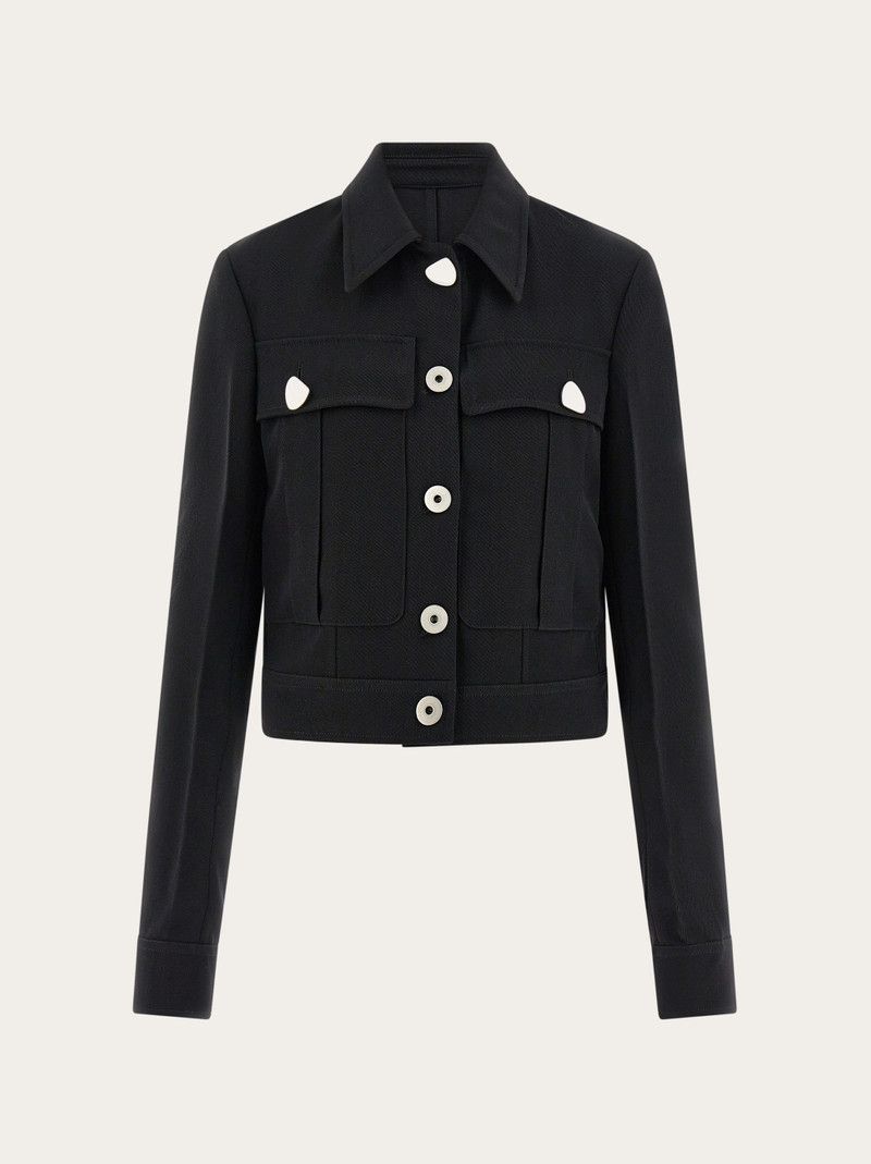 Salvatore Ferragamo o1s1rm0126 Trucker Style Jacket in Black Size L / US 10 / IT 46 - 1 Thumbnail