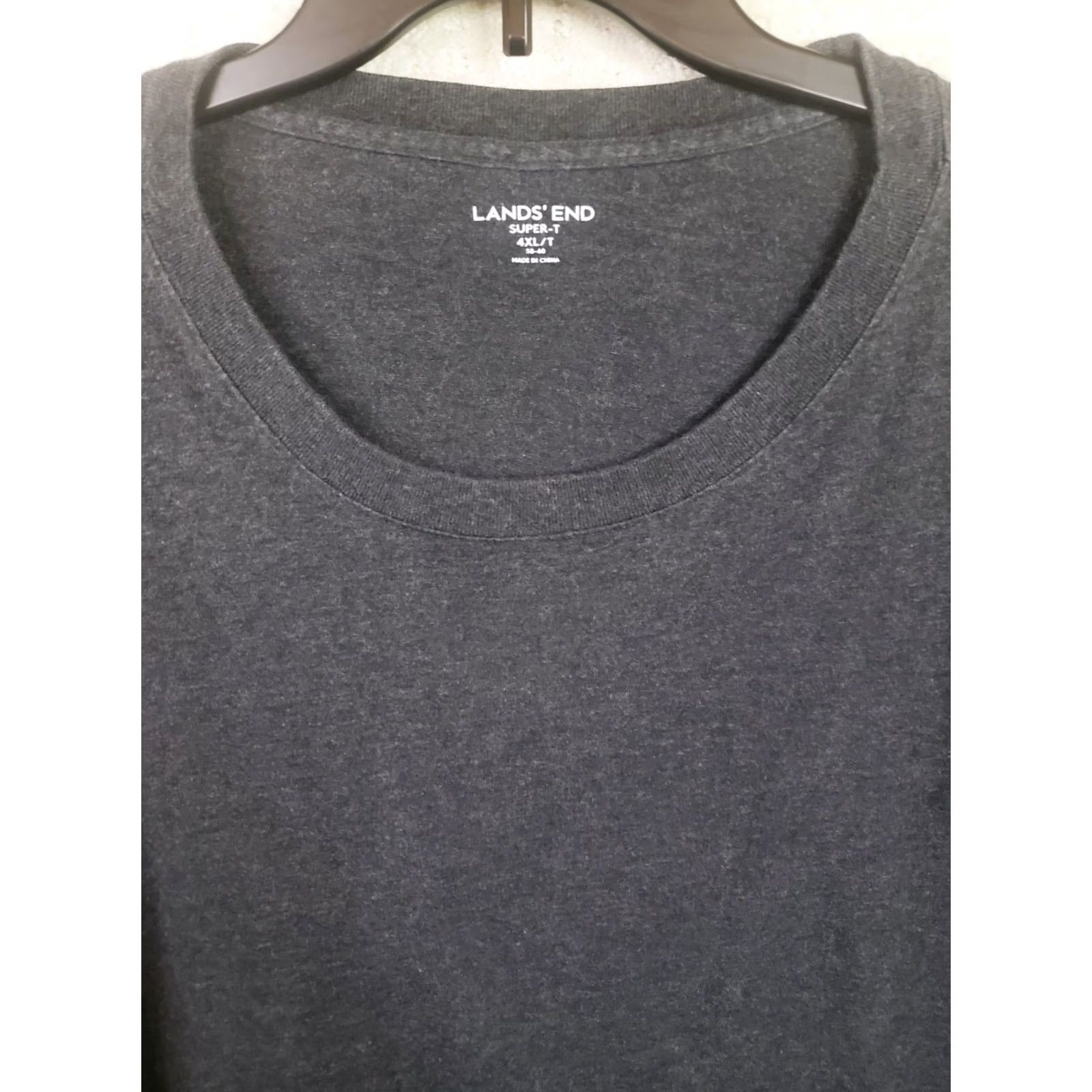 Lands' End Lands' End Men's Super-T Long Sleeve Crewneck T-Shirt 4XLT Charcoal Heathered Mens, 4XLT, Charcoal Heathered, T-Shirt, Crew Neck, Long Sleeve Size US XXL / EU 58 / 5 - 3 Thumbnail