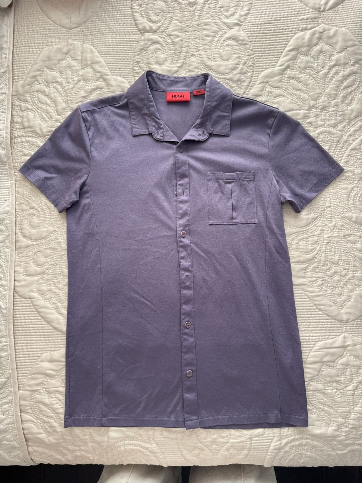 Hugo Purple HUGO BOSS Button Up Polo Shirt Size US S / EU 44-46 / 1 - 1 Thumbnail