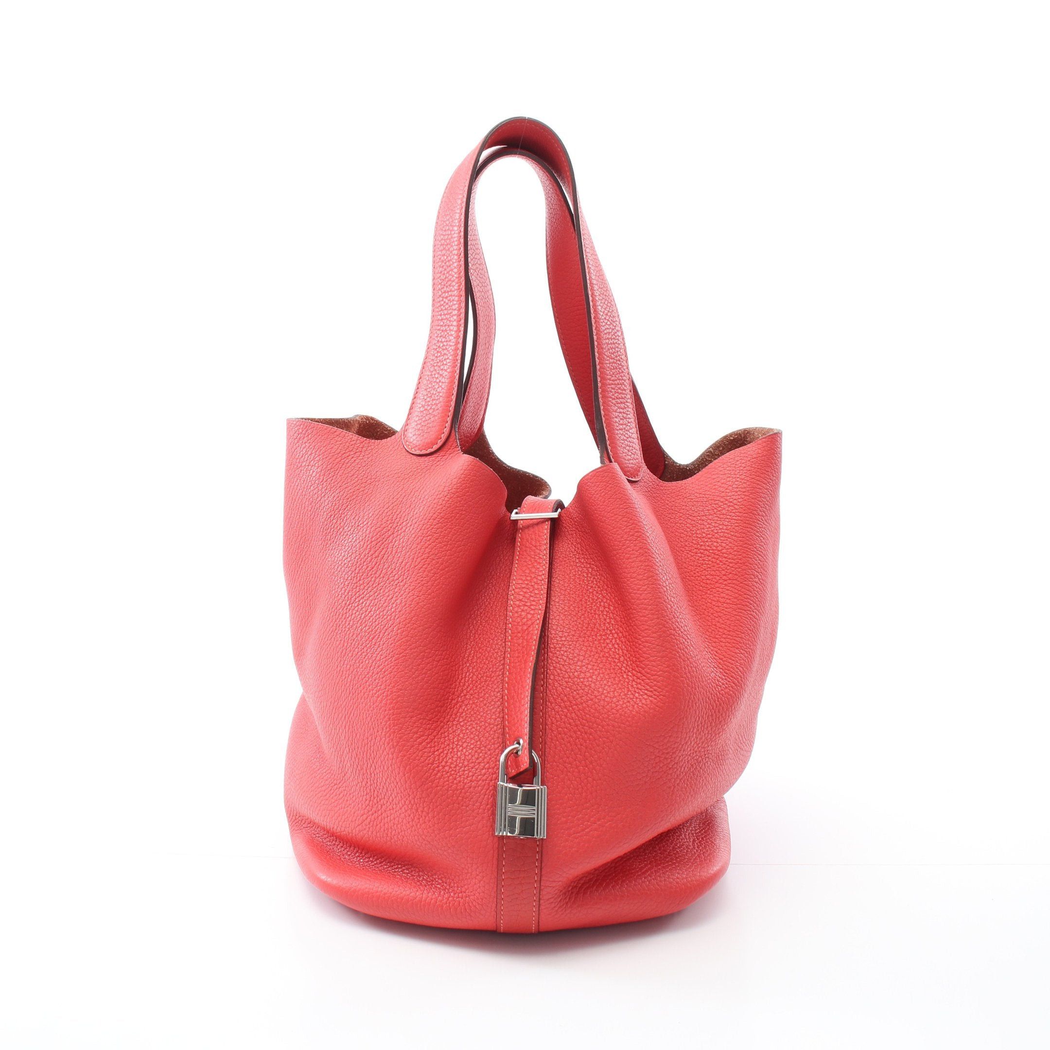 Hermes Hermes Picotin Lock Gm Rouge Pivoine Handbag Clemence Leather Pink Red Silver Hardware T Stamp Size ONE SIZE - 1 Thumbnail