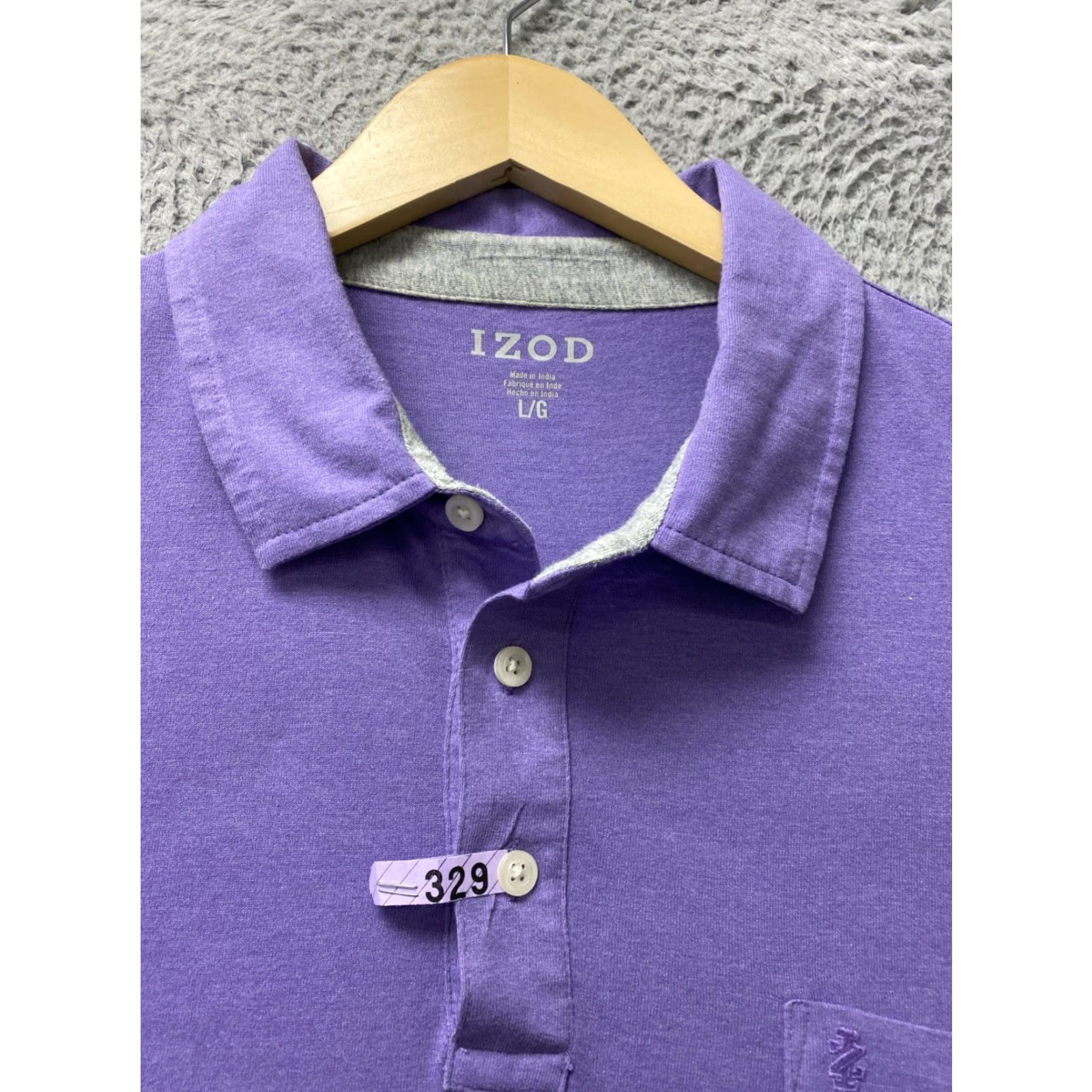 Izod VINTAGE Izod Men Polo Shirt Short Sleeve Crew Neck 100% Cotton Light Purple Mens Large Size US L / EU 52-54 / 3 - 2 Thumbnail