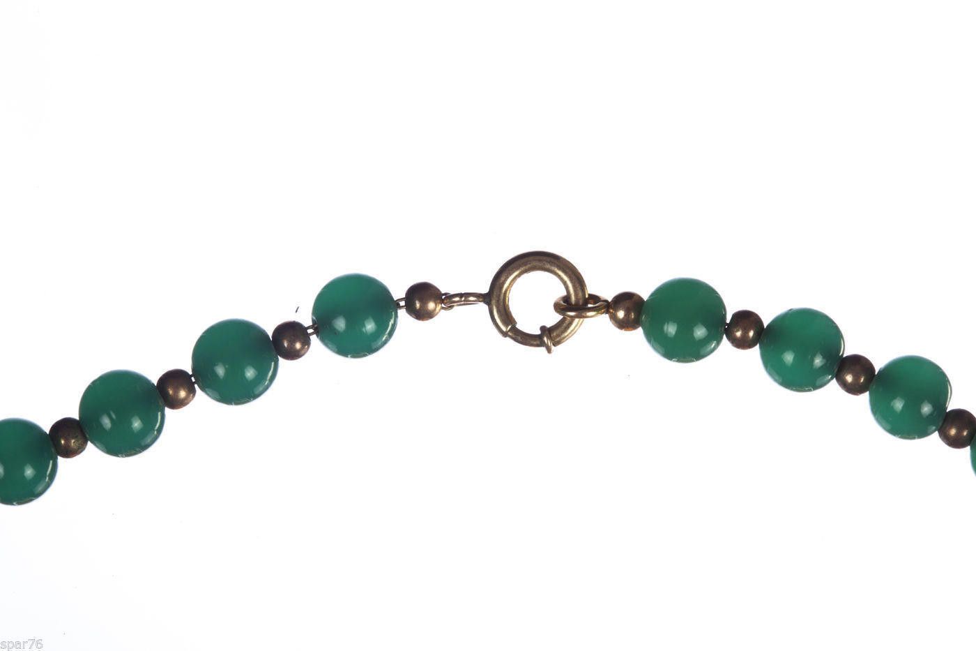 Designer Art Deco Graduated Green Chrysoprase Gold Filled Necklace Size ONE SIZE - 4 Thumbnail