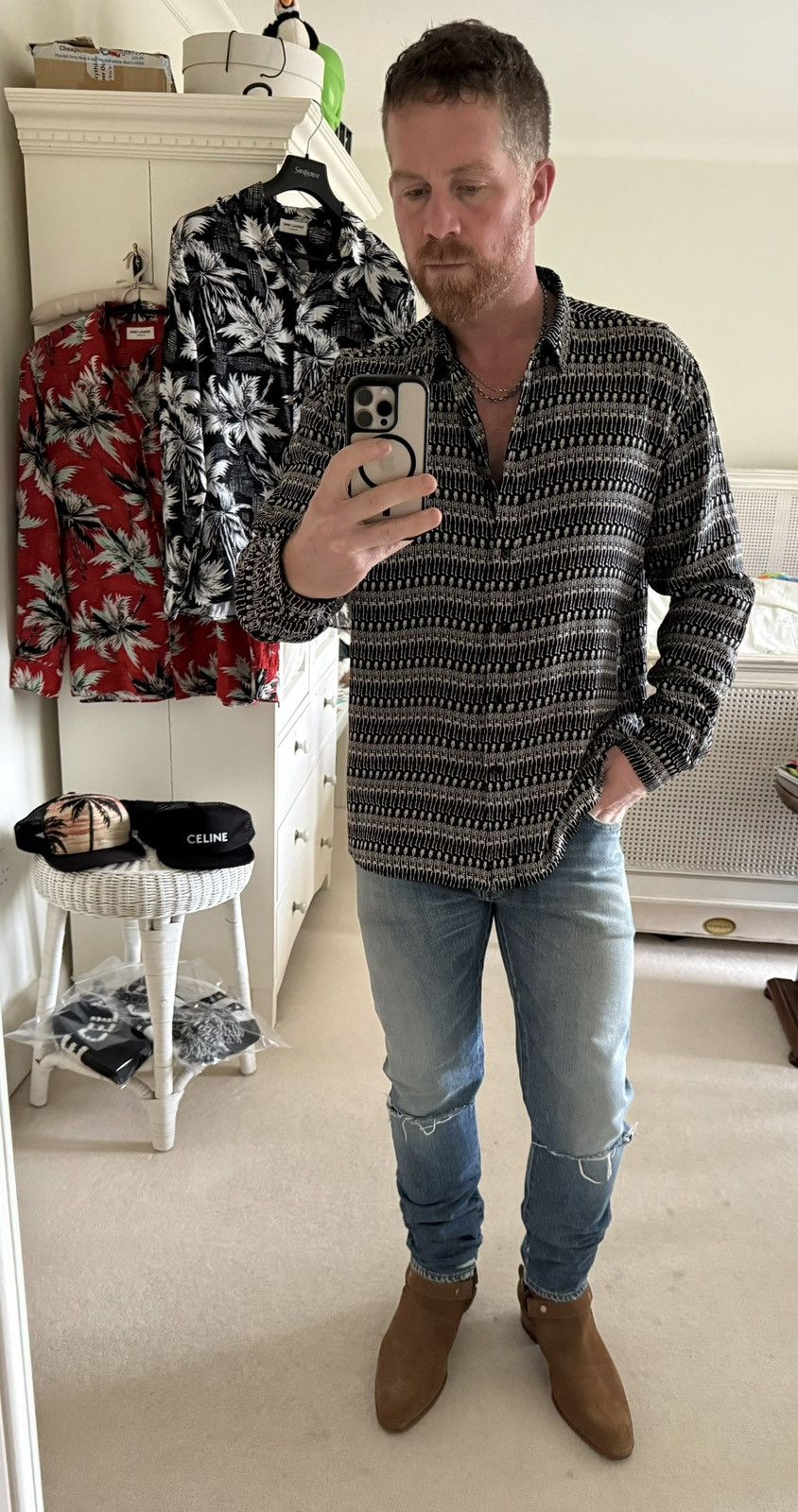 Saint Laurent Paris SS16 Saint Laurent D10 knee rip jeans Hedi 32 grail slim Size US 33 - 6 Thumbnail