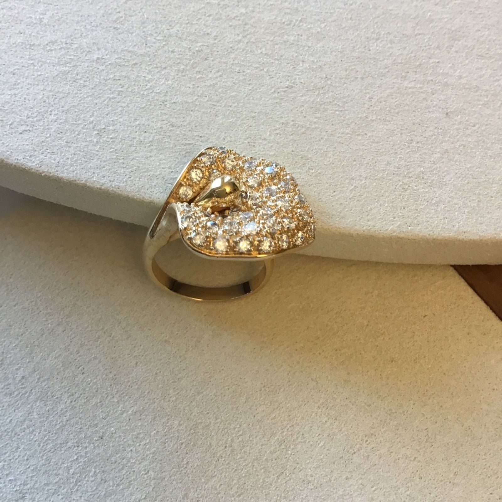 Other Gold Lily Crystal Statement Cocktail Ring Size ONE SIZE - 7 Thumbnail