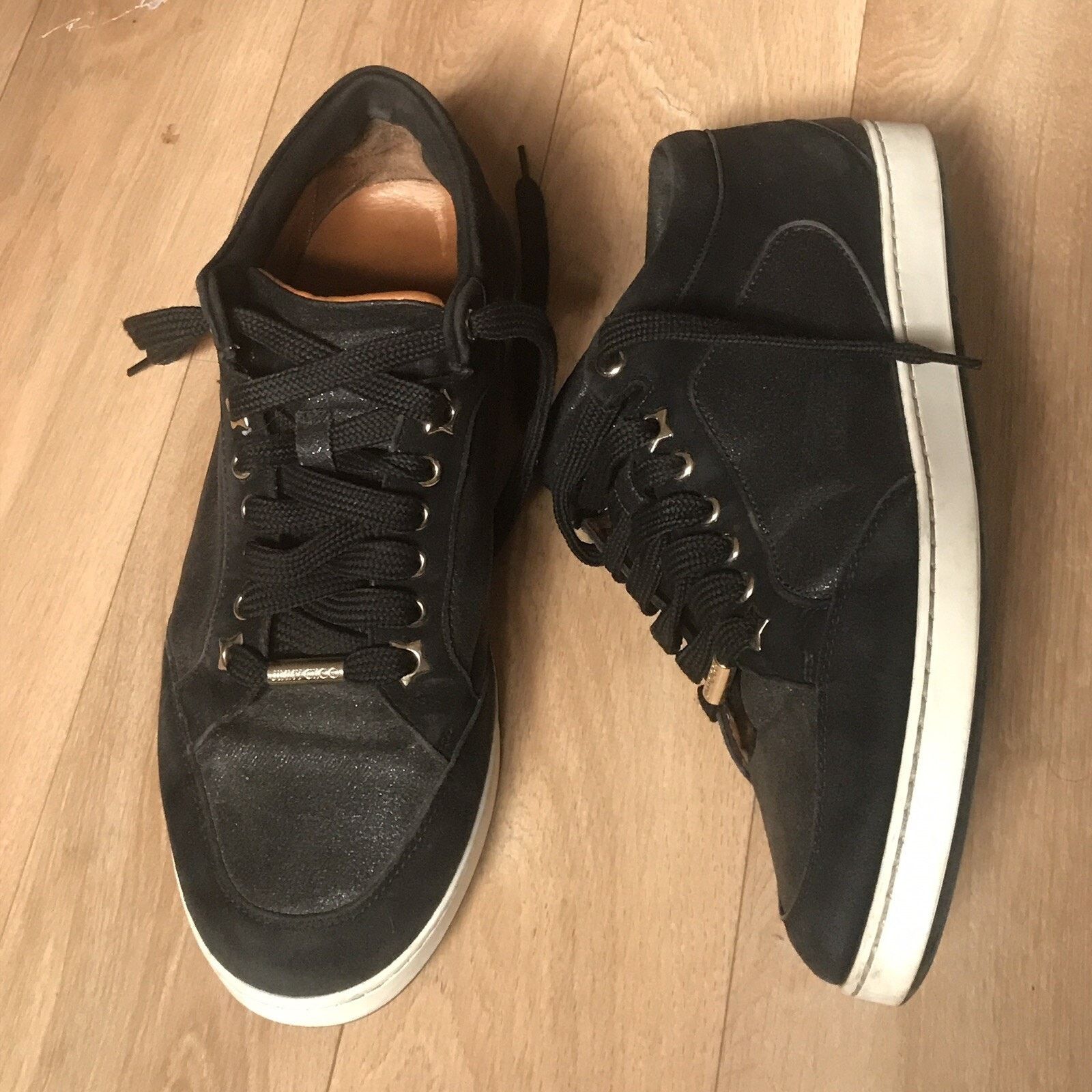 Jimmy Choo JIMMY CHOO Miami Sneaker SHOES glitter BLACK Leather WOMENS Size US 9 / IT 39 - 1 Thumbnail