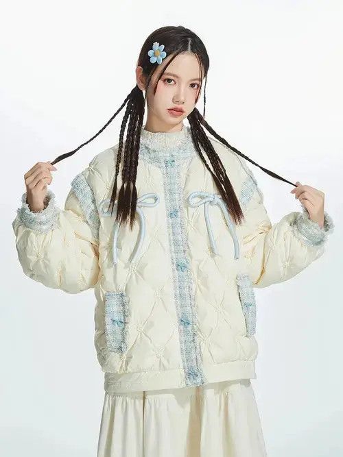 Japanese Brand × Vintage Fragrant Tweed Jacket Thick Autumn Down Jacket 2023 Winter Size ONE SIZE - 3 Thumbnail