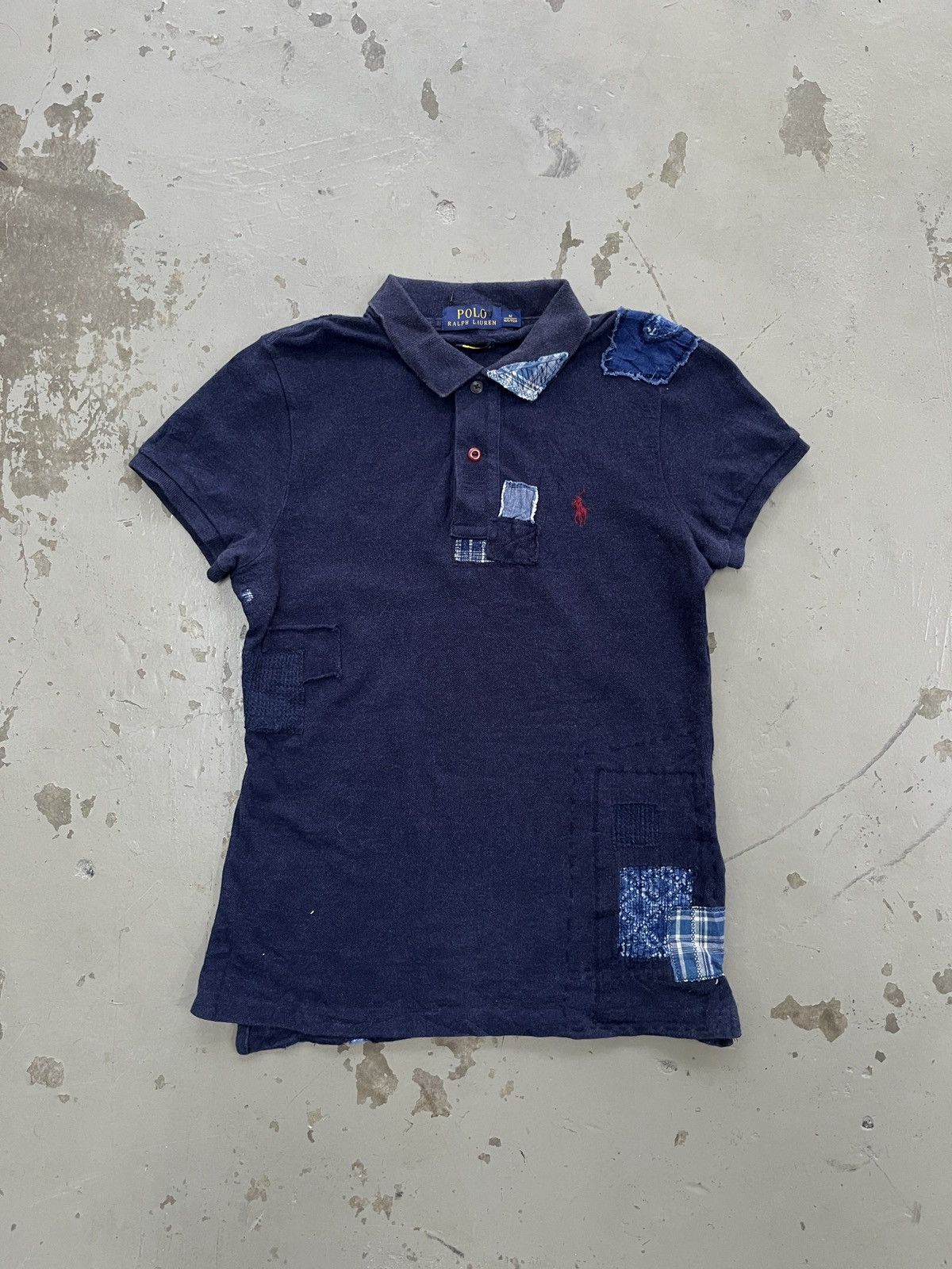 Polo Ralph Lauren 00s Polo RL Patchwork Indigo Dye Sashiko Kapital Dye Denim Size XS / US 0-2 / IT 36-38 - 1 Thumbnail