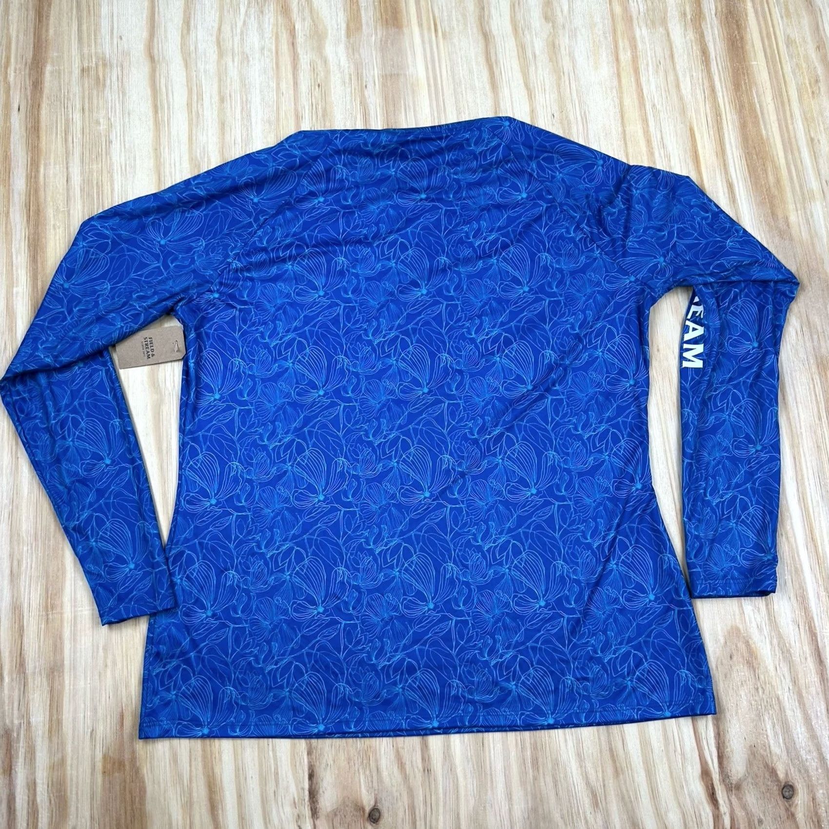Vintage Field & Stream Women's XL Blue Floral Surf UPF 30 Smartwick Long Sleeve Tech Blouse Size XL / US 12-14 / IT 48-50 - 4 Thumbnail