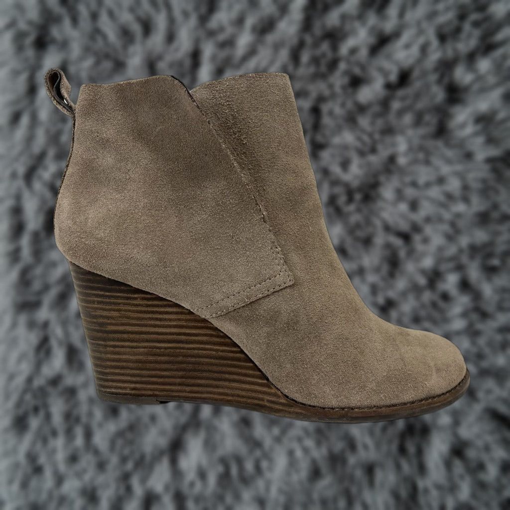 Lucky Brand Lucky Brand Tamer Wedge Boot Bootie Women Sz 10 Gray Suede Ankle Pull On Womens Size US 10 / IT 40 - 1 Thumbnail