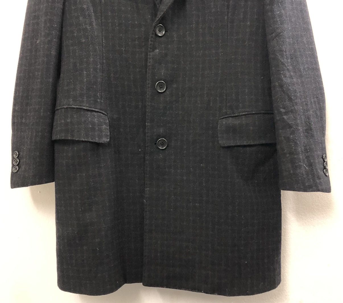 Other Vintage Carreman Wool&Cashmere Checkered Trench Coat Jacket Size 38R - 4 Thumbnail