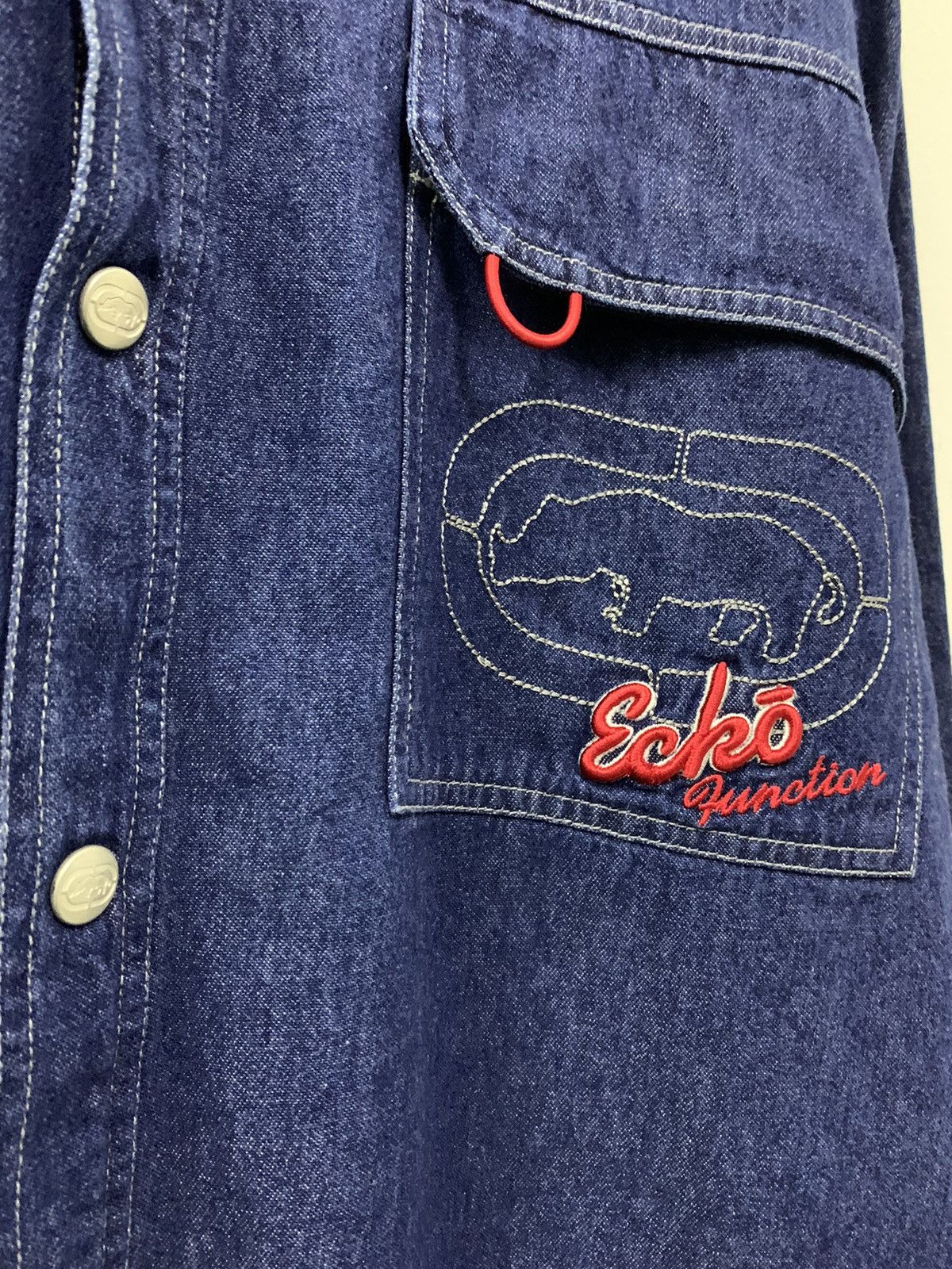 Ecko Unltd. RARE Ecko Function Denim Buttons Up Big Logo Size US XL / EU 56 / 4 - 3 Thumbnail