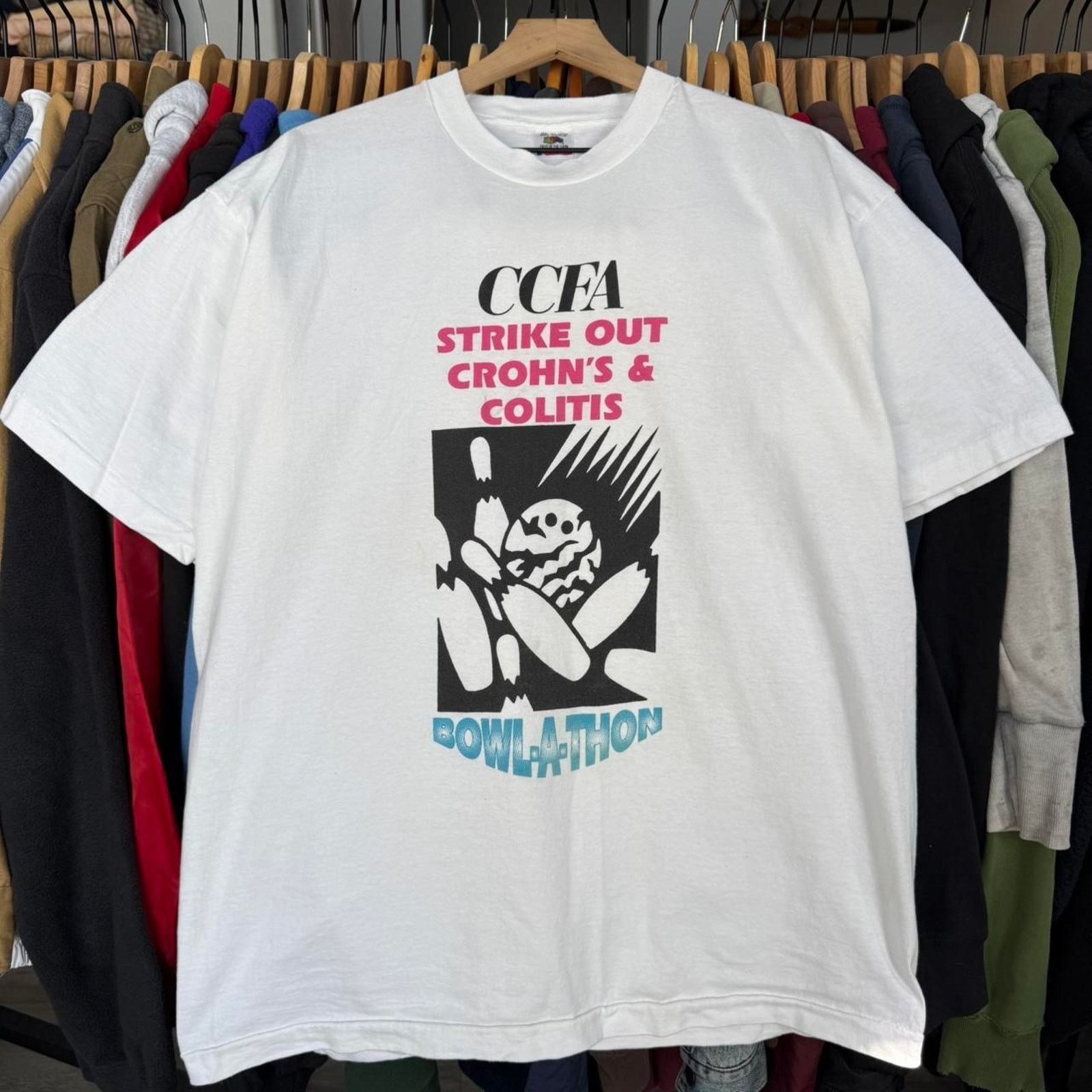Fruit Of The Loom Vintage 90s Bowling Bowl-a-thon T-Shirt White Size US XL / EU 56 / 4 - 1 Thumbnail