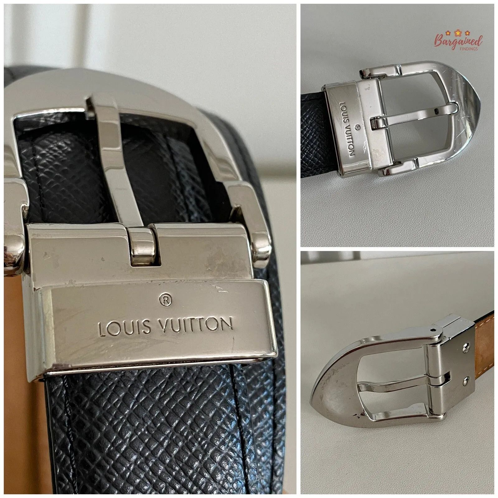 Louis Vuitton Louis Vuitton Black Taiga Leather Silver Buckle Belt Size 34 - 3 Thumbnail