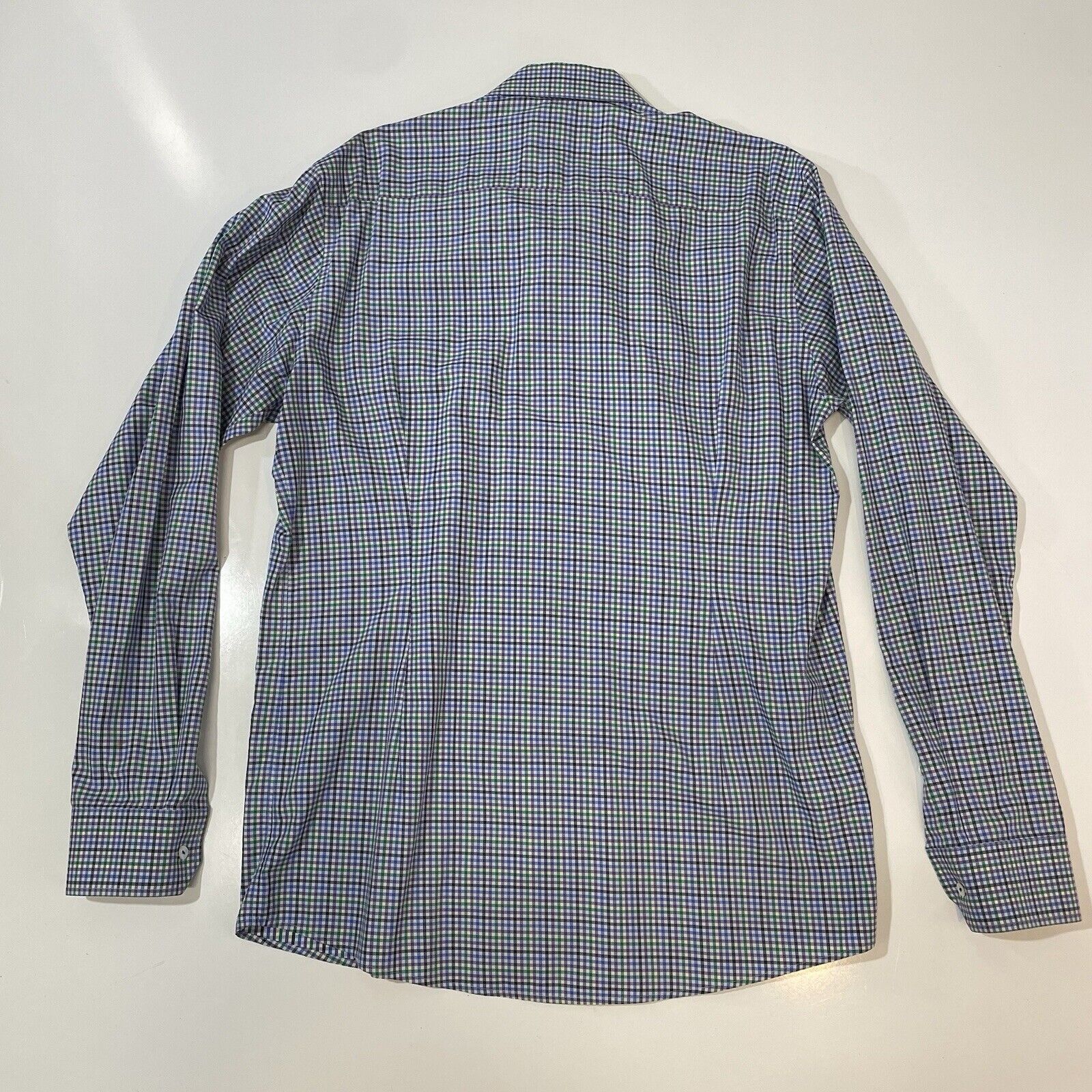 Eton Eton Dress Shirt Men’ XL Blue Green Plaid Fine Twill 44 17.5 Size US XL / EU 56 / 4 - 8 Thumbnail