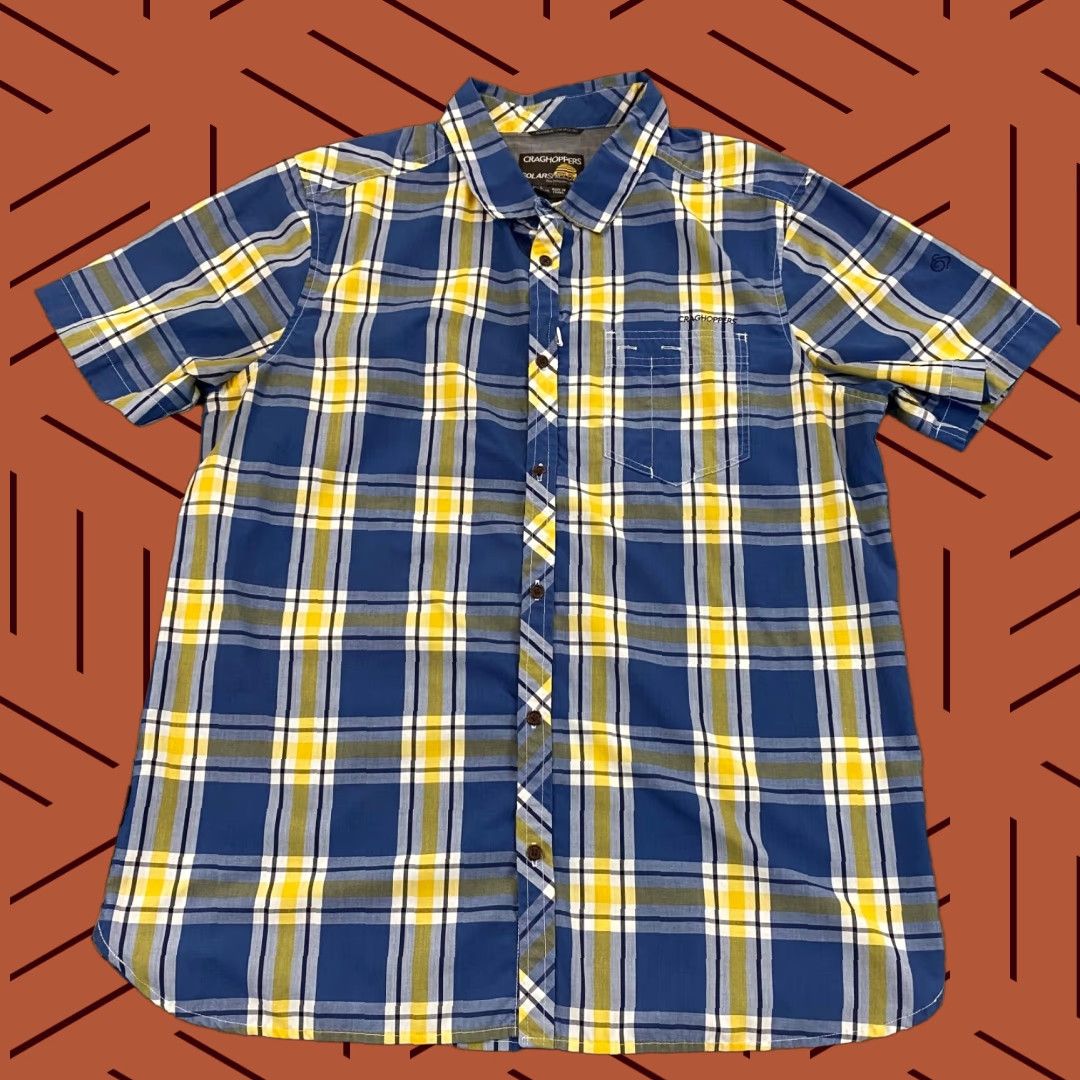 Vintage Craghoppers Solarshield Shirt Mens Large Blue Yellow Plaid Button Sun Protection Size US L / EU 52-54 / 3 - 1 Thumbnail