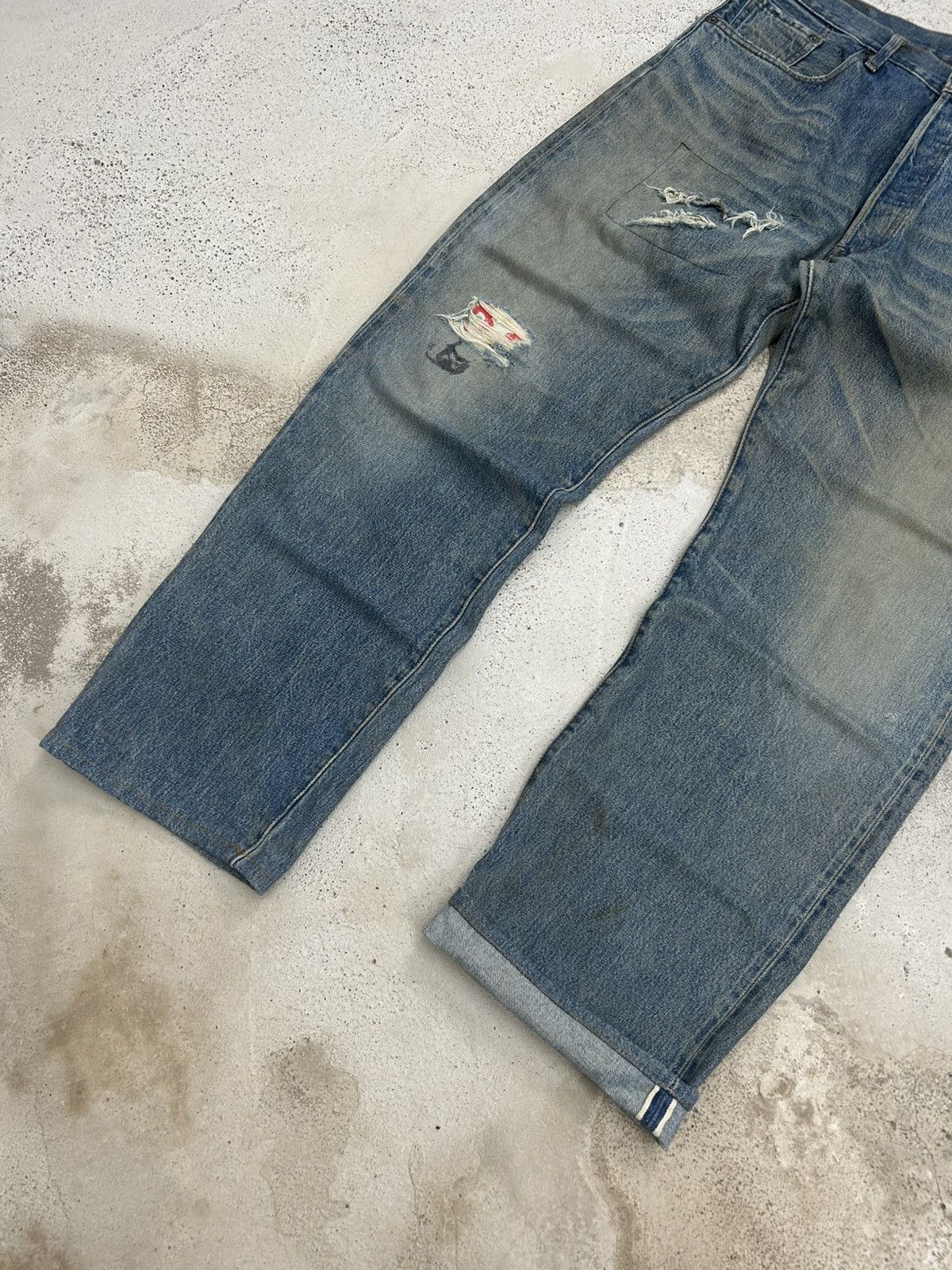 Levi's Vintage Levis 501 Baggy Jeans Selvedge Dirty Washed Size US 34 / EU 50 - 3 Thumbnail