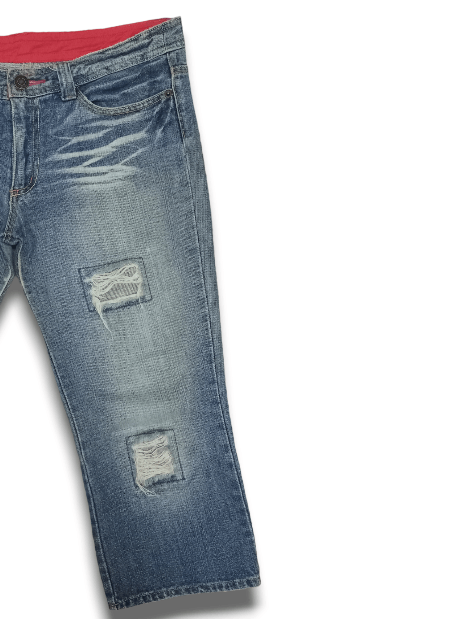 Japanese Brand Vintage Japanese Brand Blue Wash Distress Baggy Jean Shorts Size US 34 / EU 50 - 8 Thumbnail
