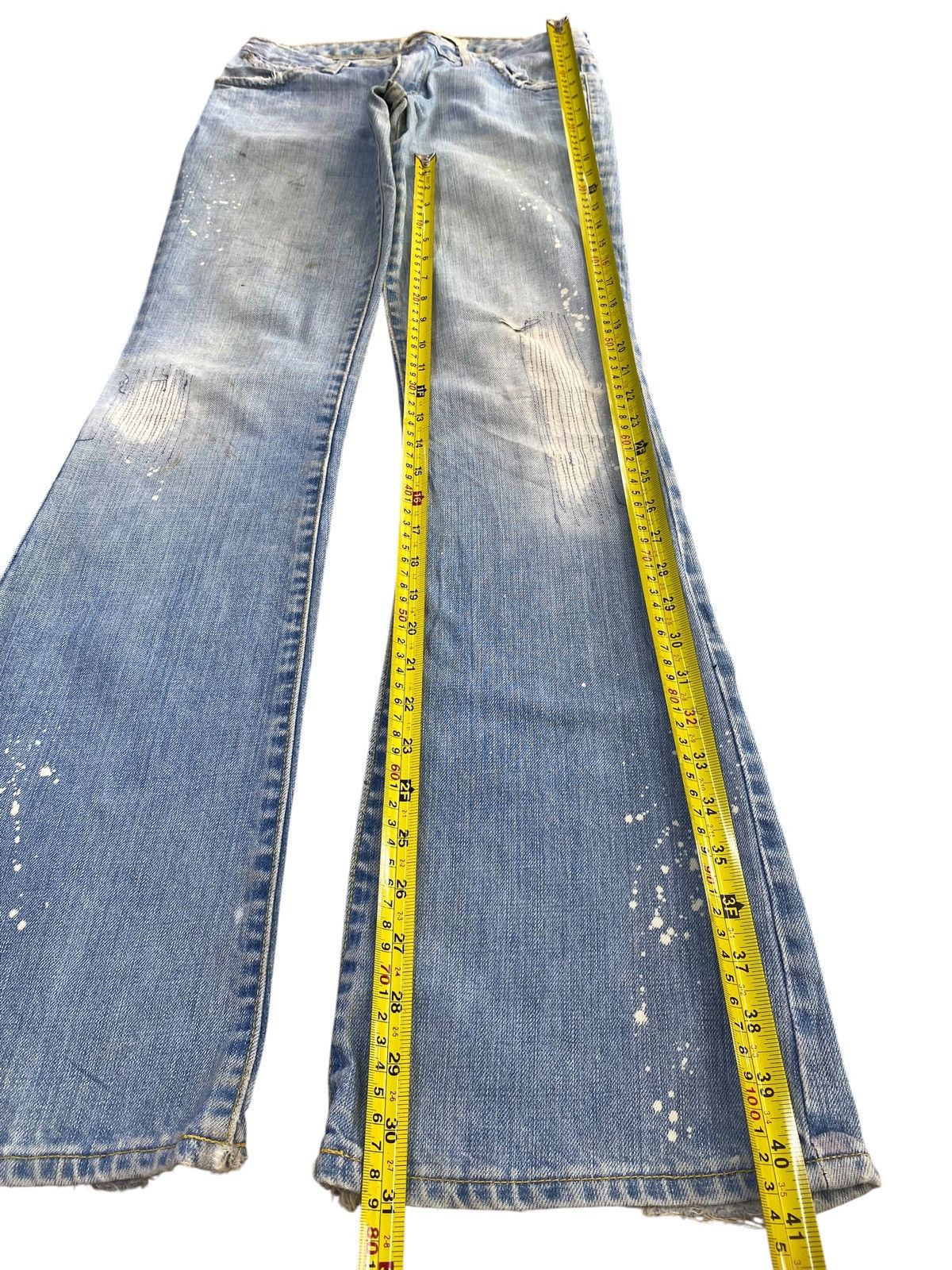 Paper Denim & Cloth Paperdenim & Cloth Faded Wash Ripped Style Flare Jeans Size US 27 - 7 Thumbnail