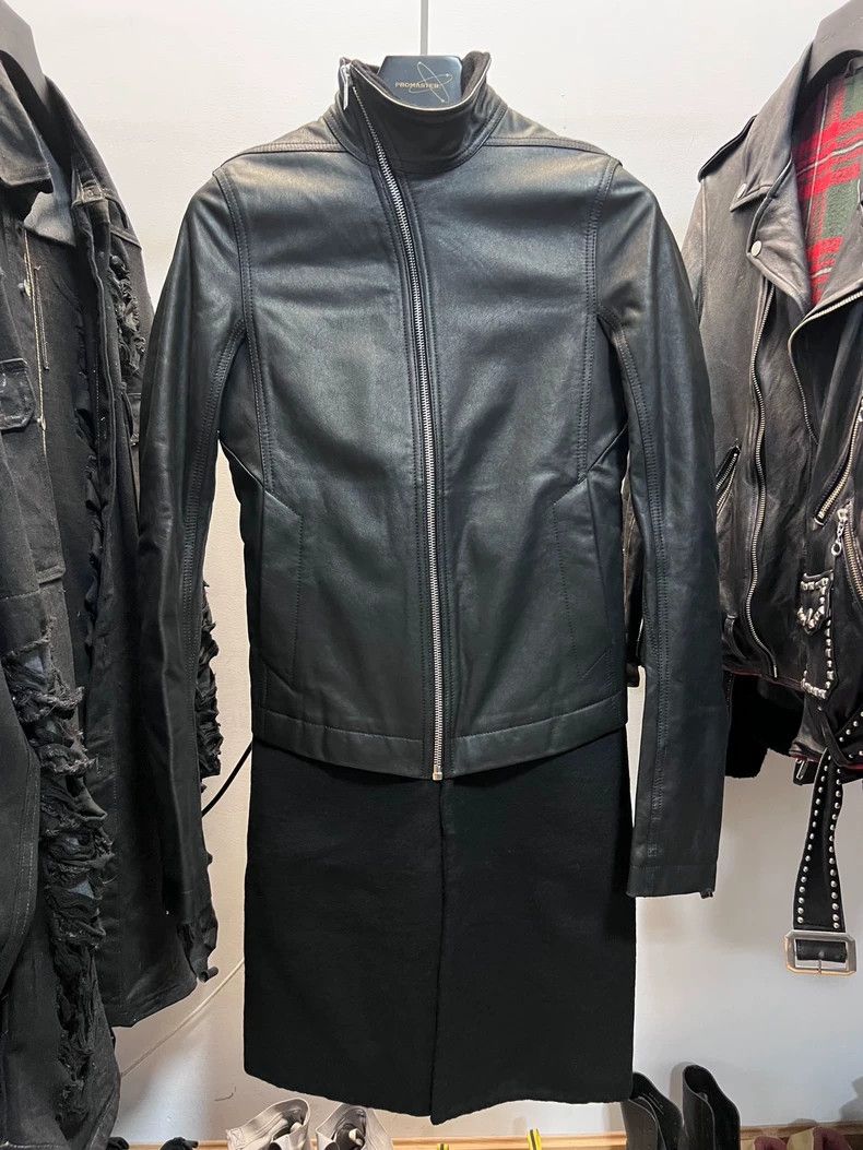 Rick Owens Leather Paneled Wool Coat