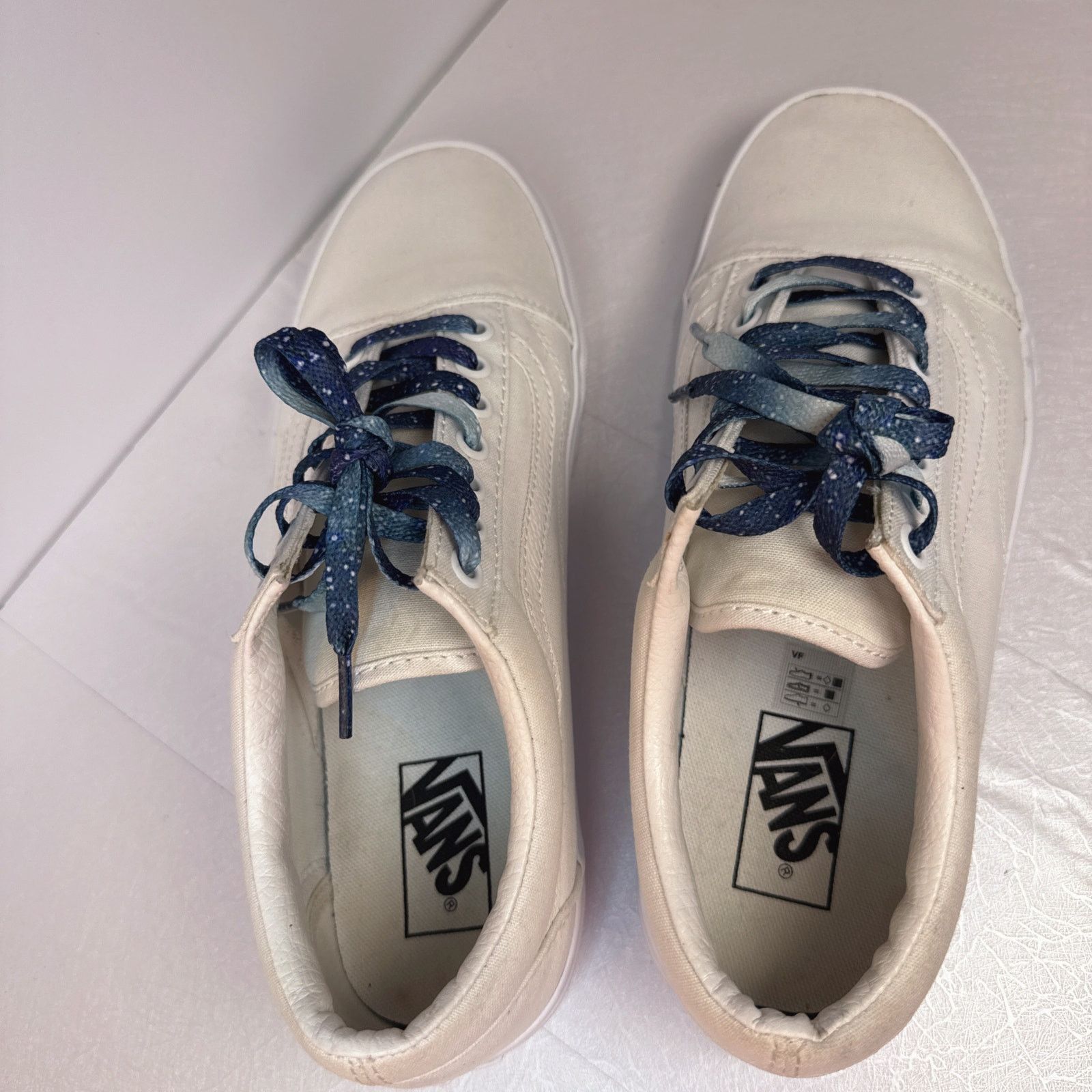 Vans Vans Old Skool White Canvas W/Blue Splatter LacesLow Top | 7 Size US 9 / EU 42 - 10 Thumbnail