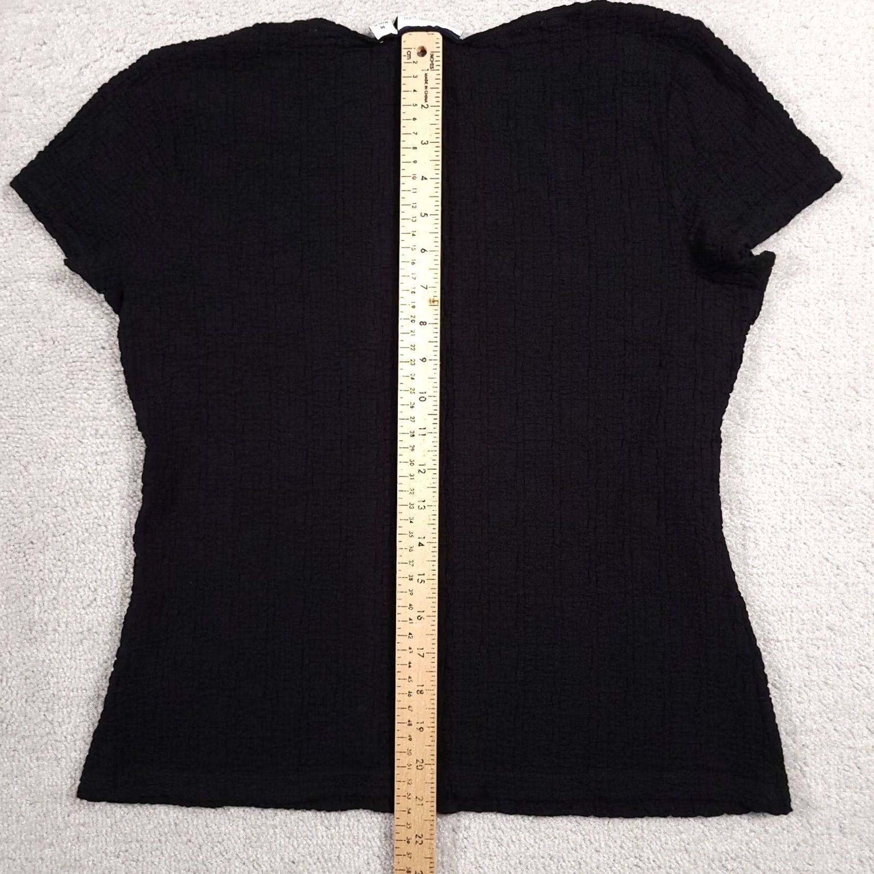 Croft & Barrow VINTAGE Croft & Barrow Shirt Women's Medium Black Short Sleeve Seersucker Pullover Size M / US 6-8 / IT 42-44 - 7 Thumbnail