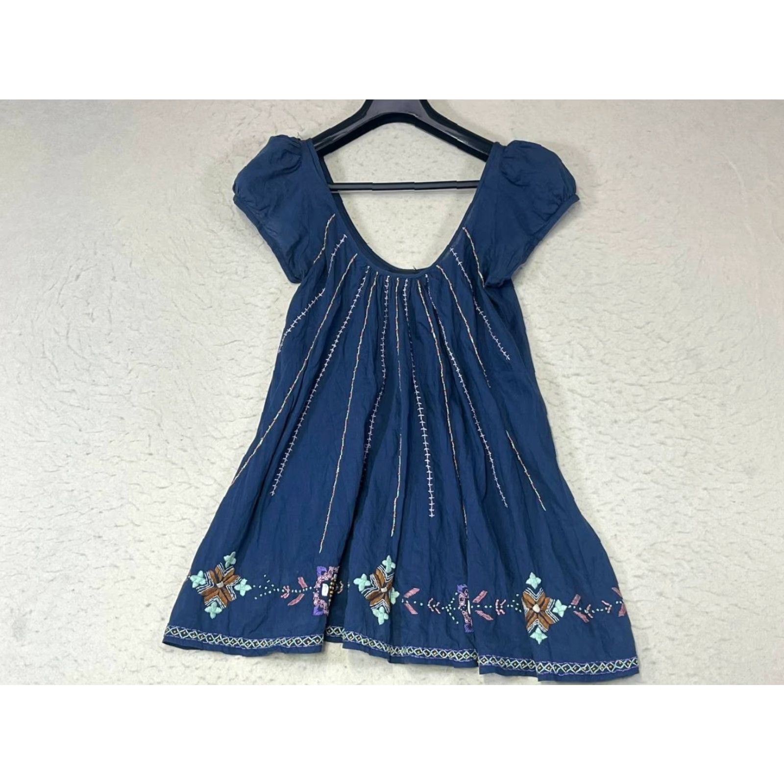 Antik Batik ANTIK BATIK Blouse Top Small Womens Blue Denim Cotton Embroidered Hippie Folk 70s Size S / US 4 / IT 40 - 2 Thumbnail