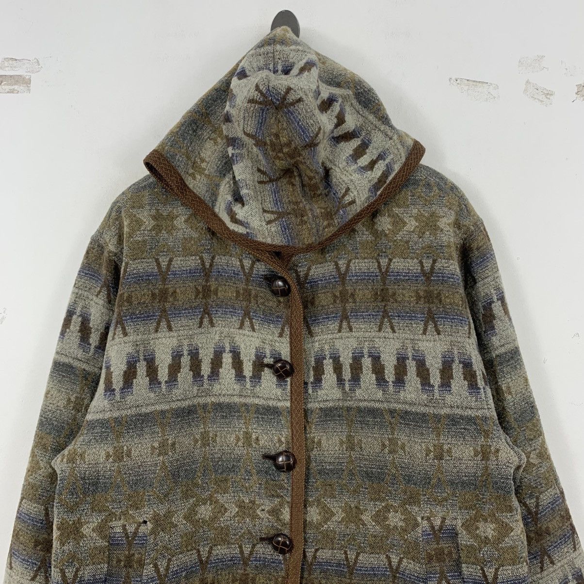 Vintage Vintage WOOL AZTEC NAVAJO Geometric Pattern Hooded Jacket Size US XL / EU 56 / 4 - 3 Thumbnail
