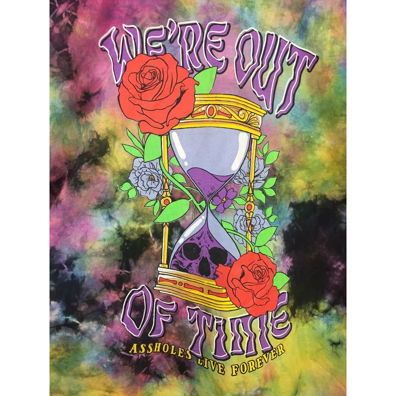 Vintage Assholes Live Forever We're Out Of Time Graphic Tie-Dye Tee Size US XL / EU 56 / 4 - 4 Thumbnail