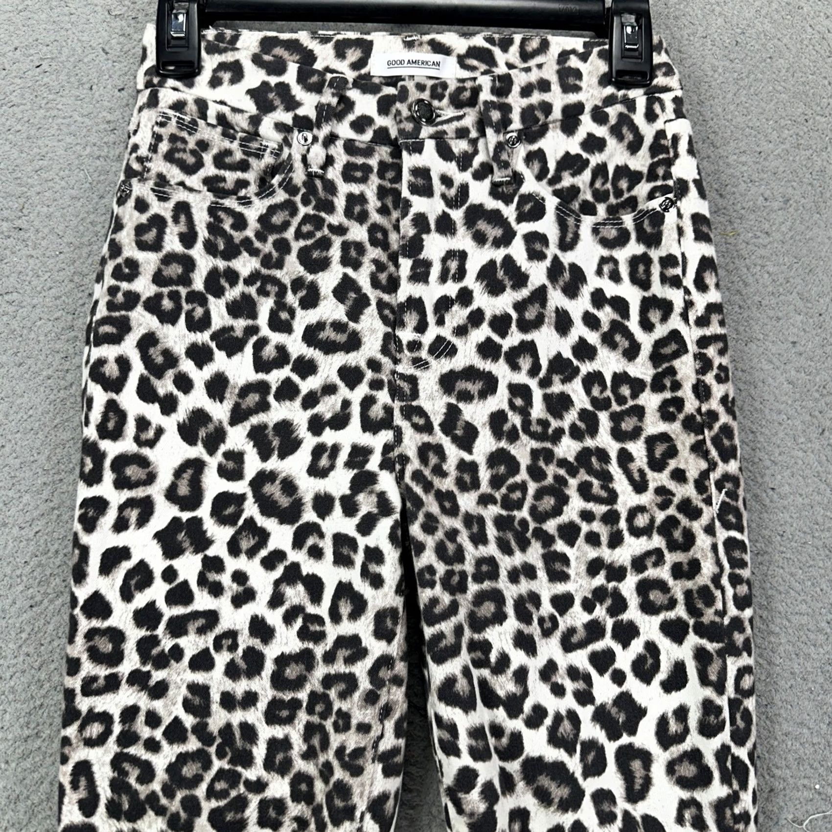 Good American Good American Jeans Crop Womens 2 26 White Leopard High Rise Ankle Denim Jeans Womens White Leopard Print 27 In Inseam 27 In Rise High Size 26" / US 2 / IT 38 - 3 Thumbnail