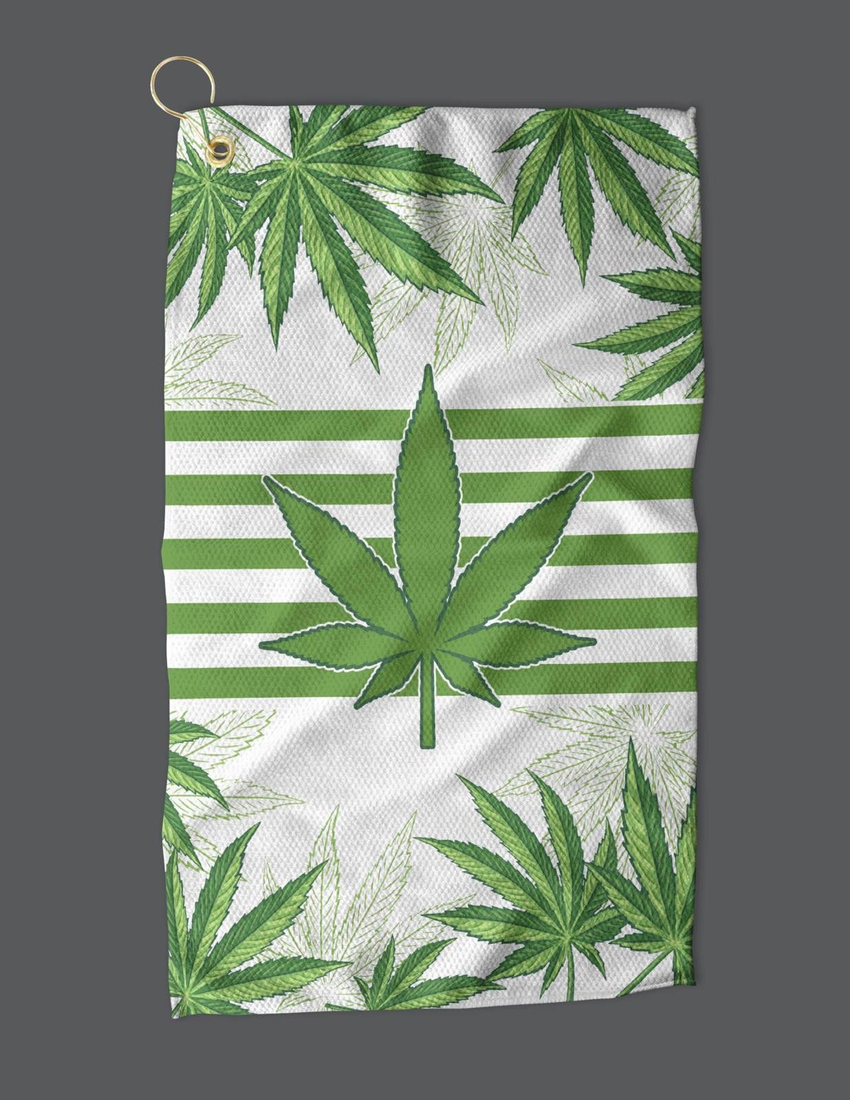 Designer Cannabis Leaf Golf Towel, Cool Golf Accessory For THC Lovers Size ONE SIZE - 2 Thumbnail
